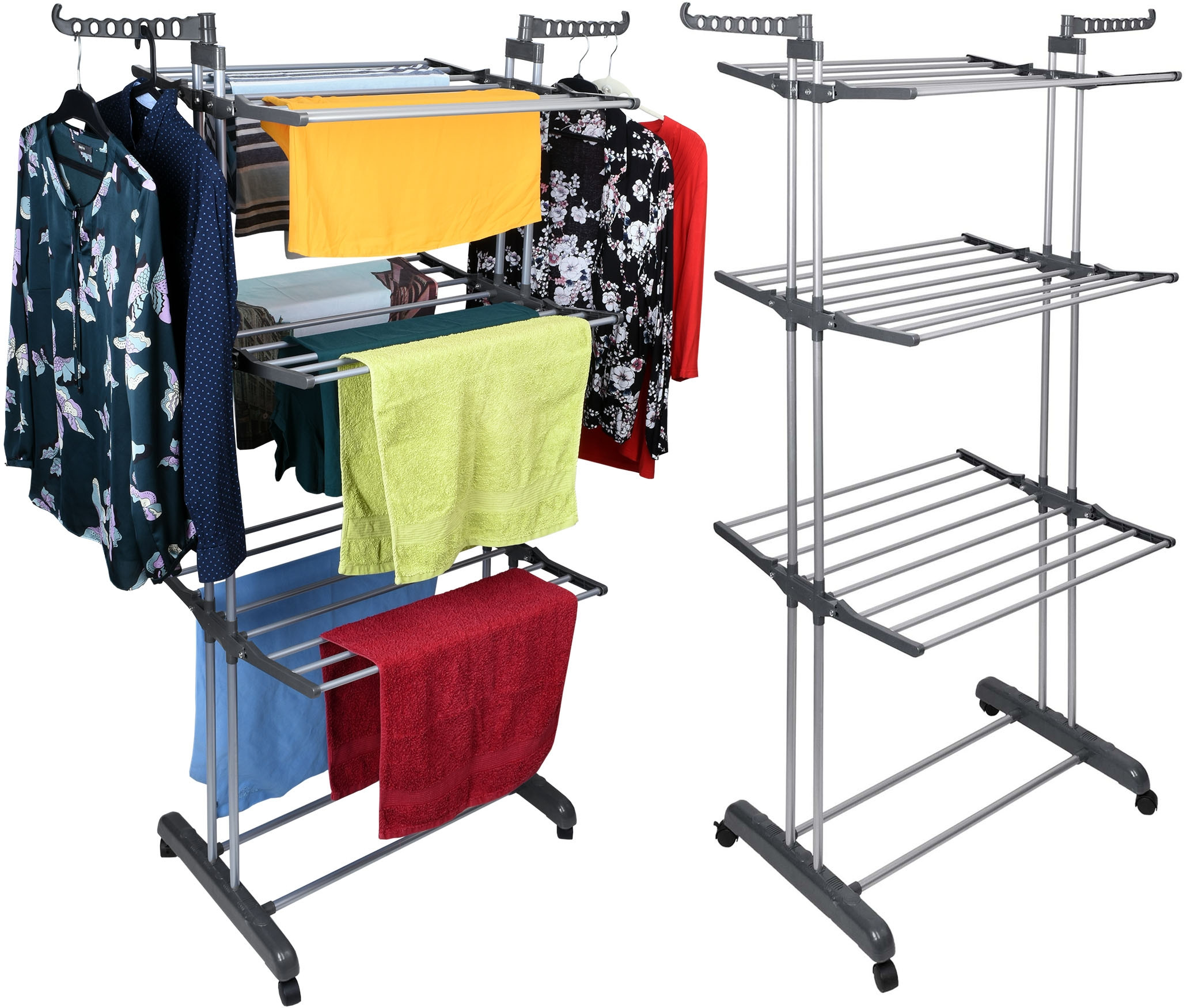 Stojící sušák na prádlo na kolečkách SONORA šedý