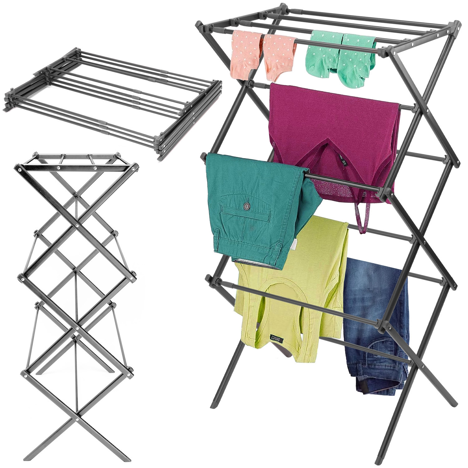 Stojací sušák na prádlo GRENA antracitový