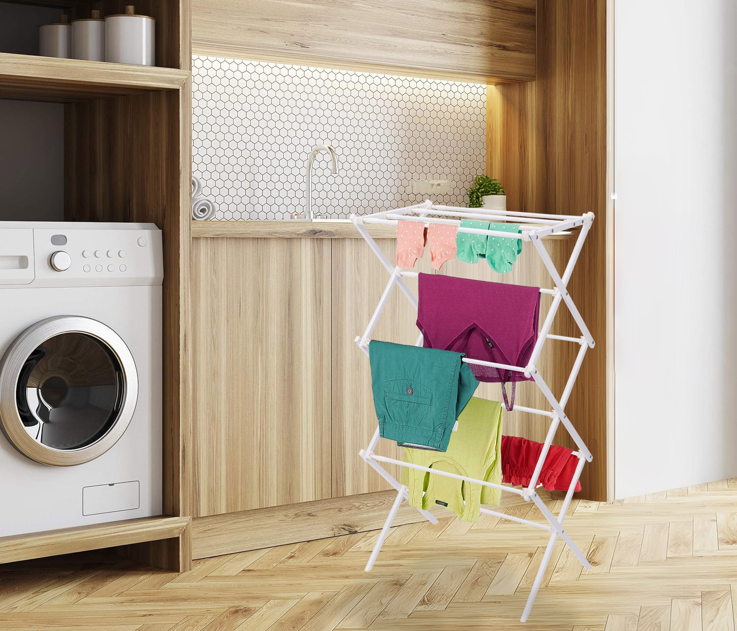 Stojací sušák na prádlo GRENA bílý