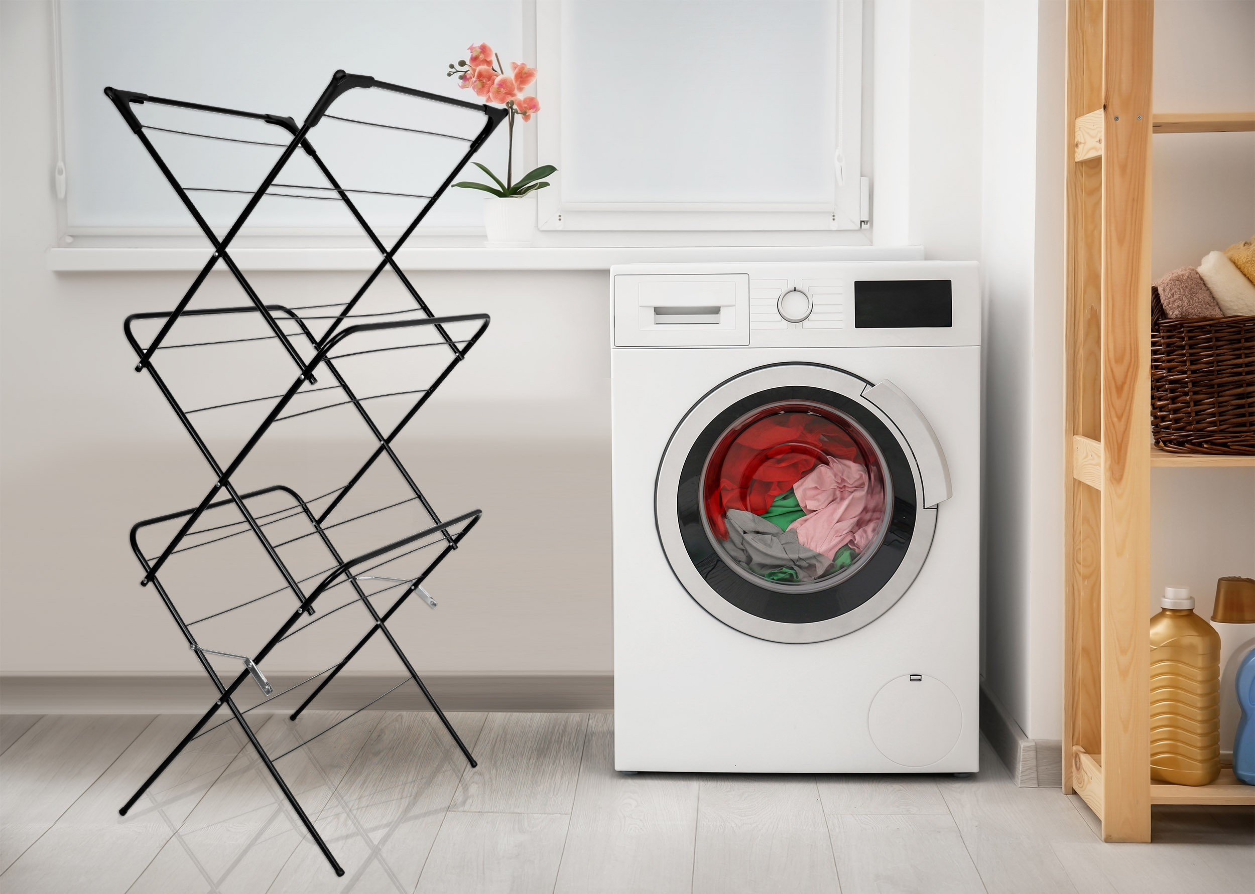 Stojací sušák na prádlo ARAL černý