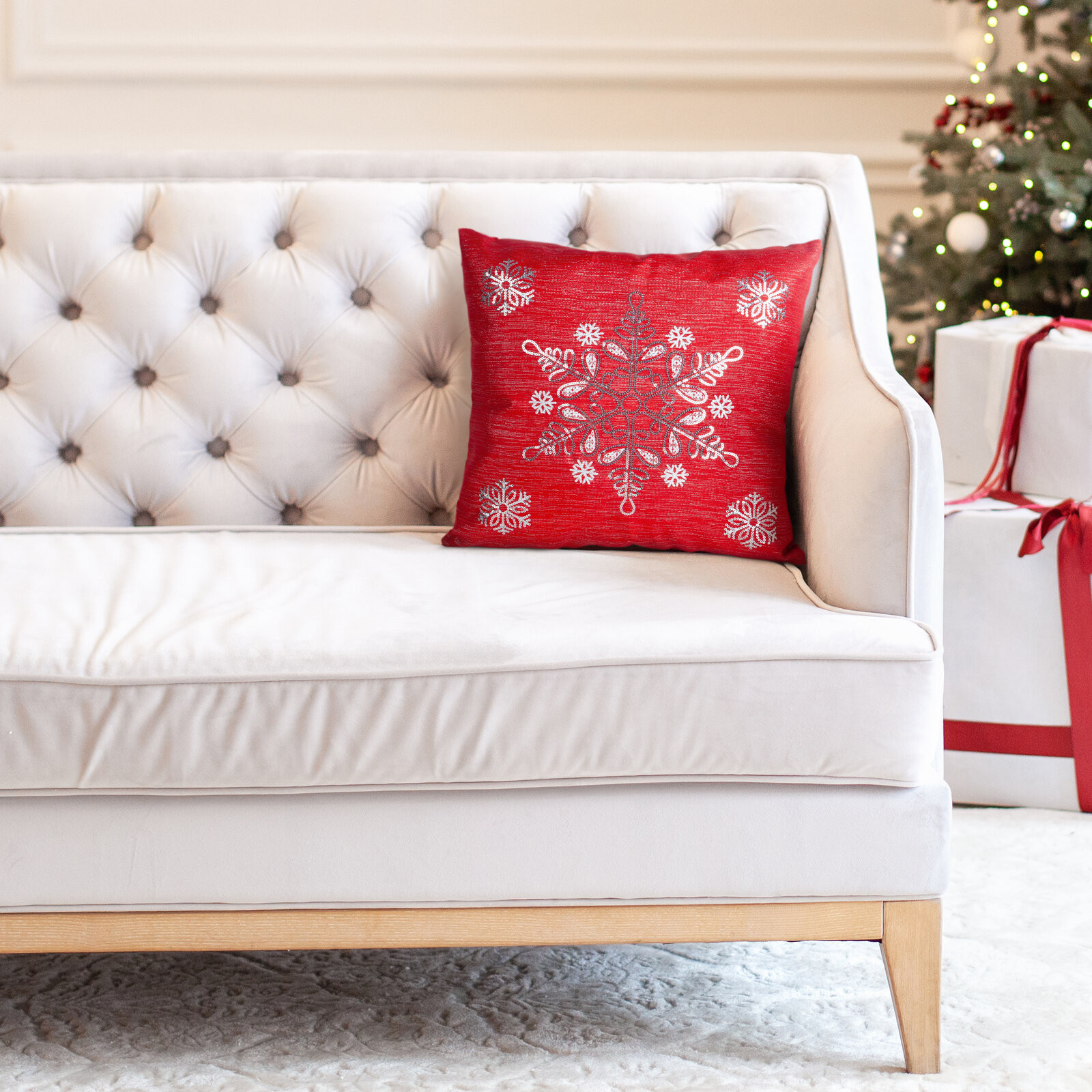 Povlak na polštář CHRISTMAS 158 červený / stříbrný