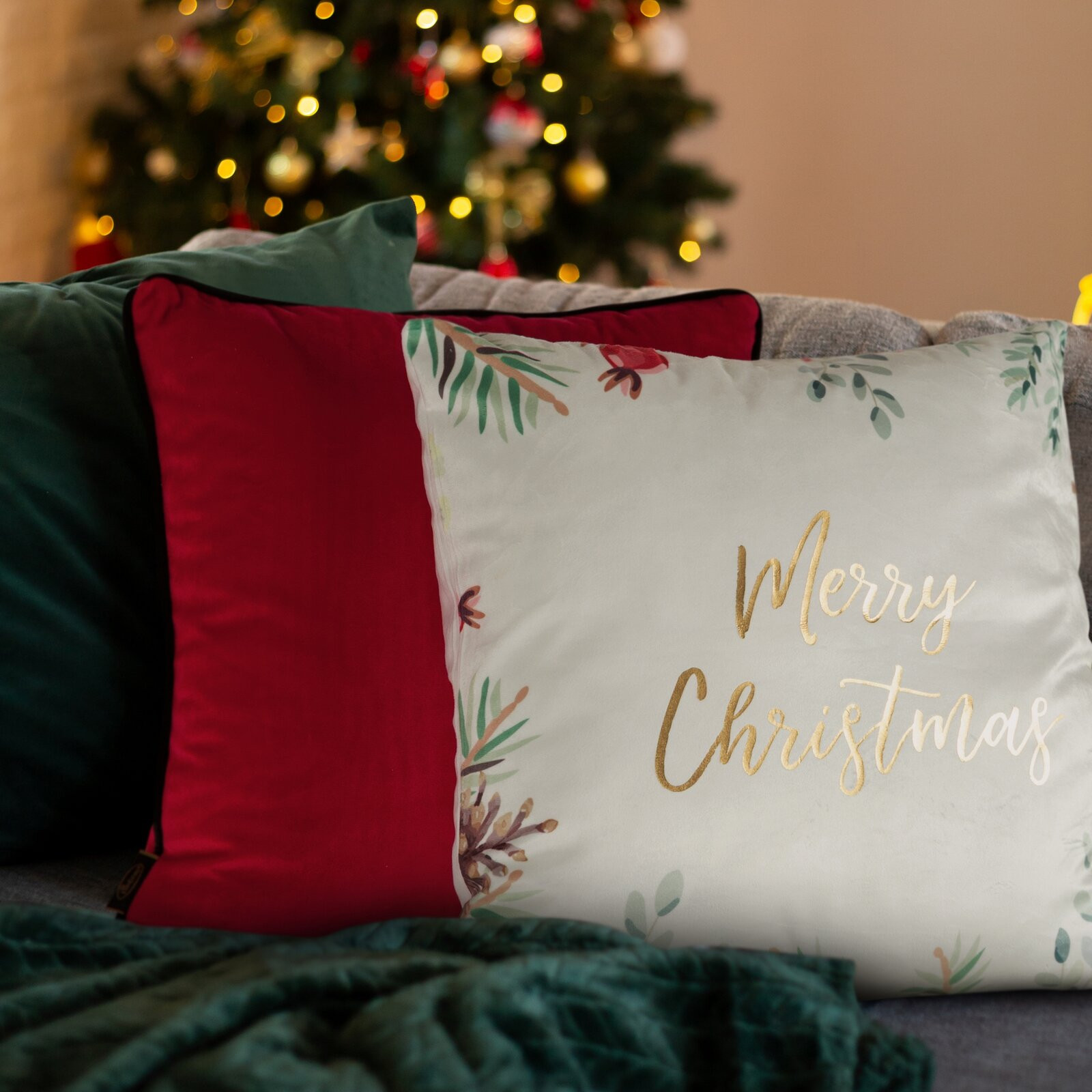 Povlak na polštář CHRISTMAS 235 zelený / bílý