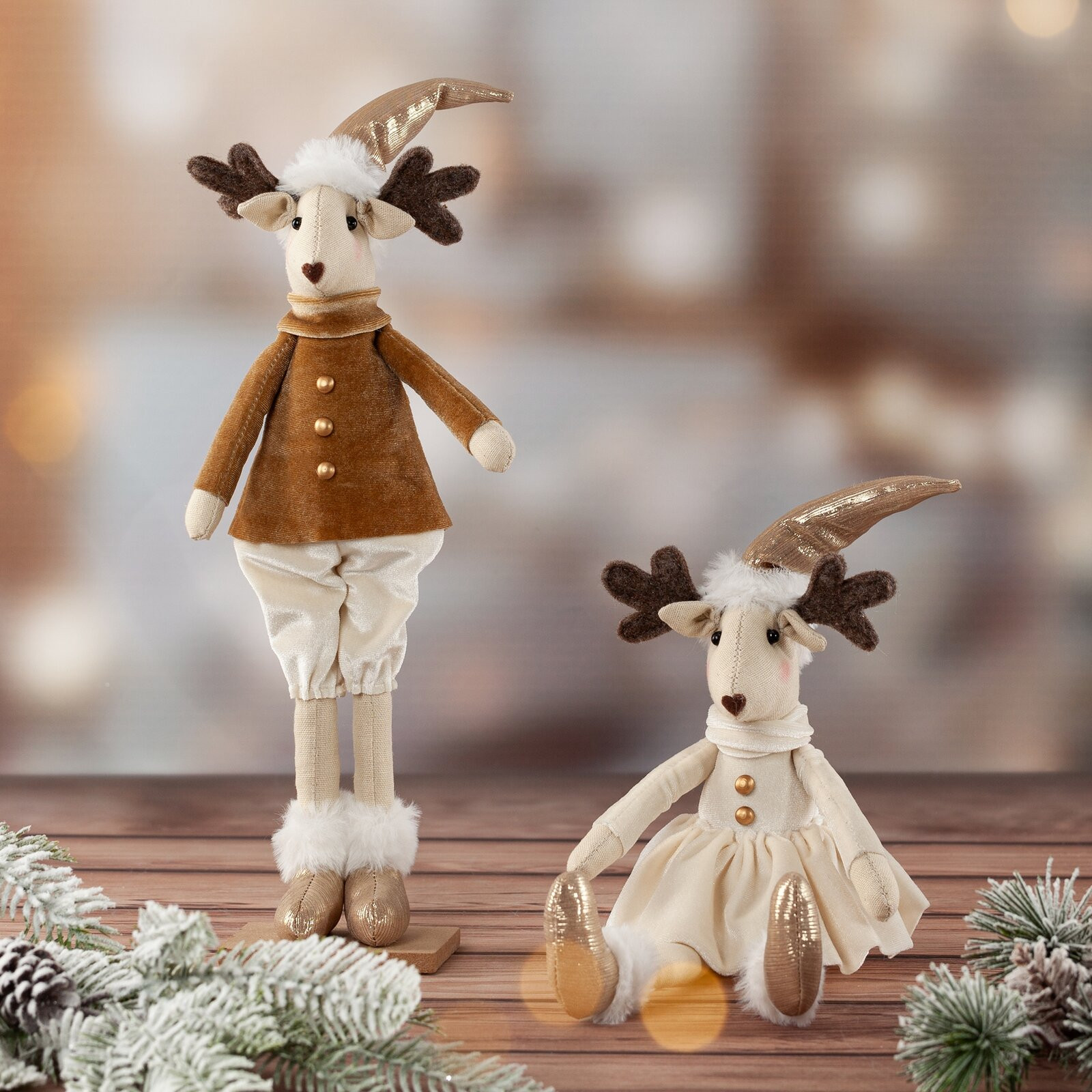 Vánoční dekorace CHRISTMAS 228 krémová / šampaňský (2ks)