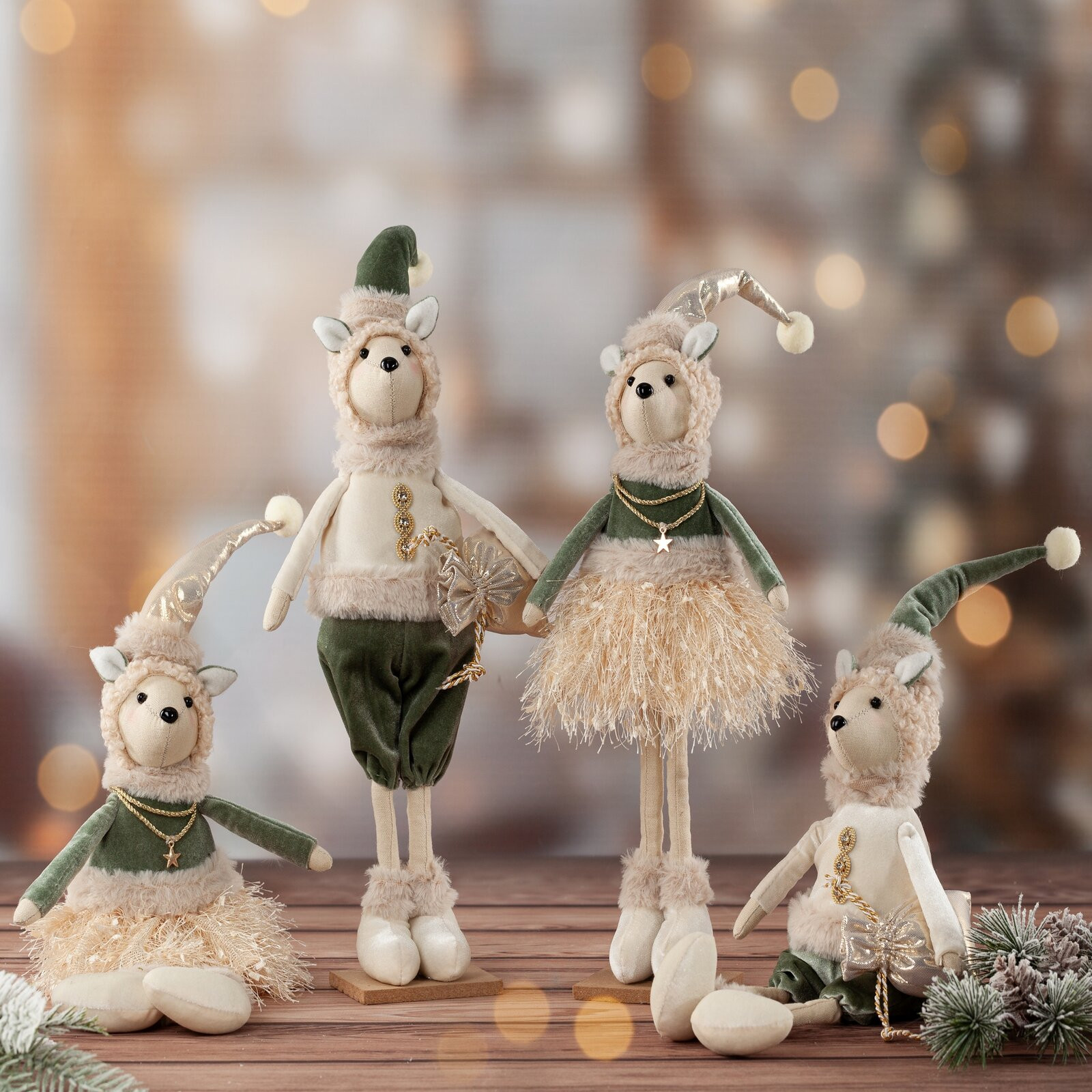 Vánoční dekorace CHRISTMAS 246 krémová / mátová (2ks)