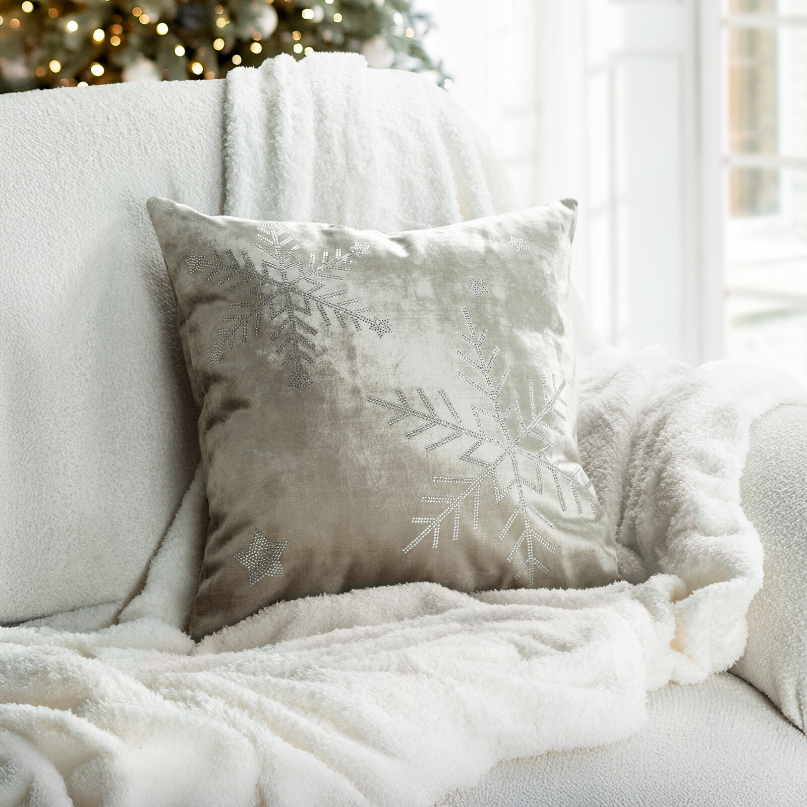 Povlak na polštář CHRISTMAS ROYAL1 béžový / stříbrný