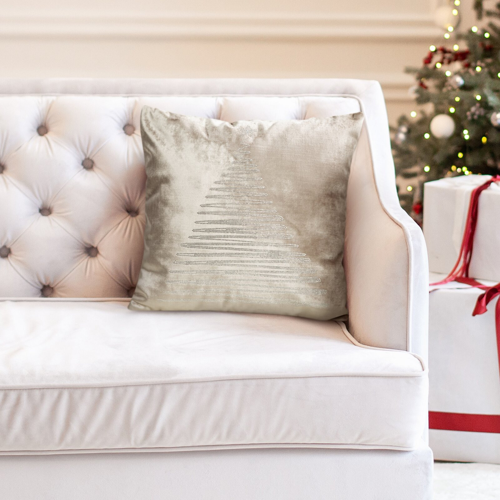 Povlak na polštář CHRISTMAS ROYAL4 béžový / stříbrný
