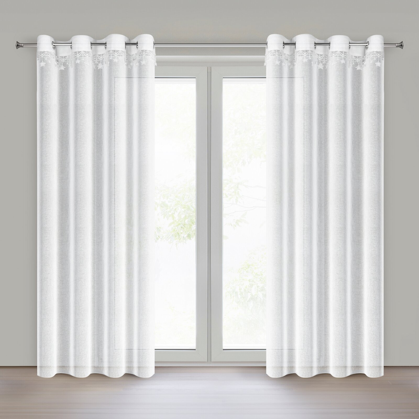 Hotová záclona XMAS bílá - na průchodkách