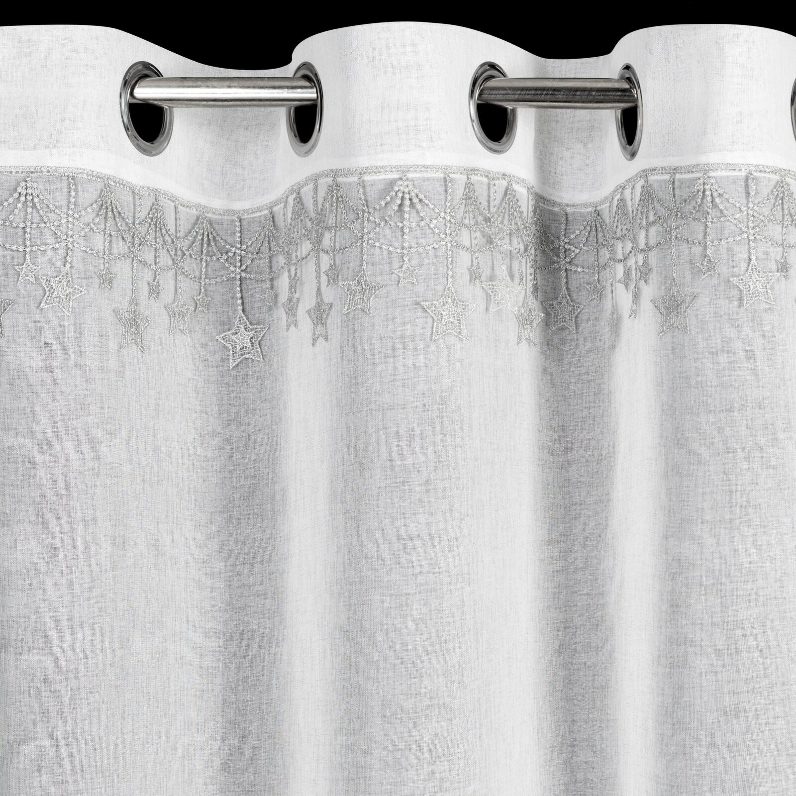 Hotová záclona XMAS bílá / stříbrná - na průchodkách