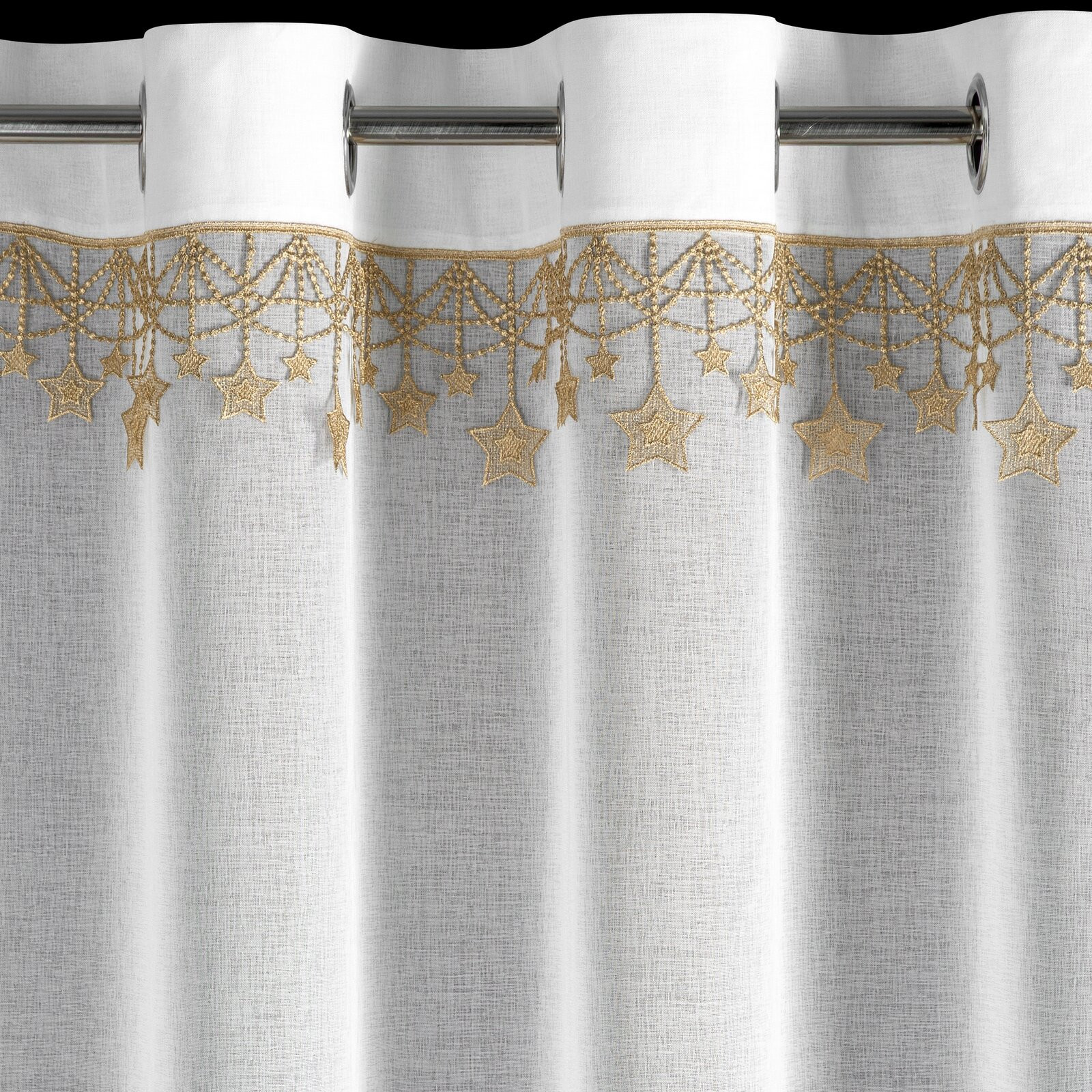 Hotová záclona XMAS bílá / zlatá - na průchodkách