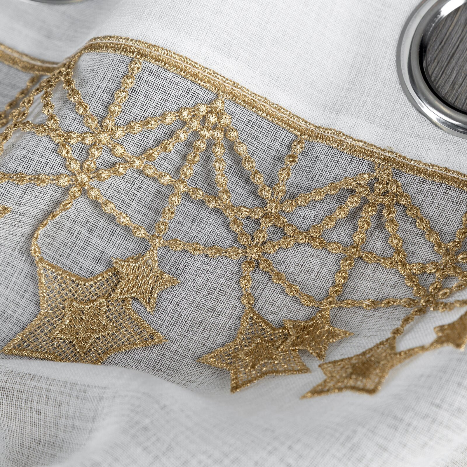 Hotová záclona XMAS bílá / zlatá - na průchodkách