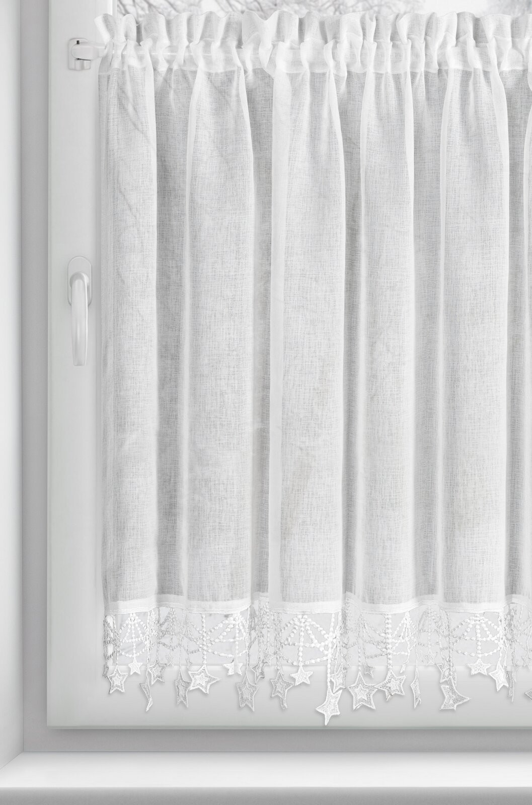 Hotová záclona XMAS bílá - s tunelem