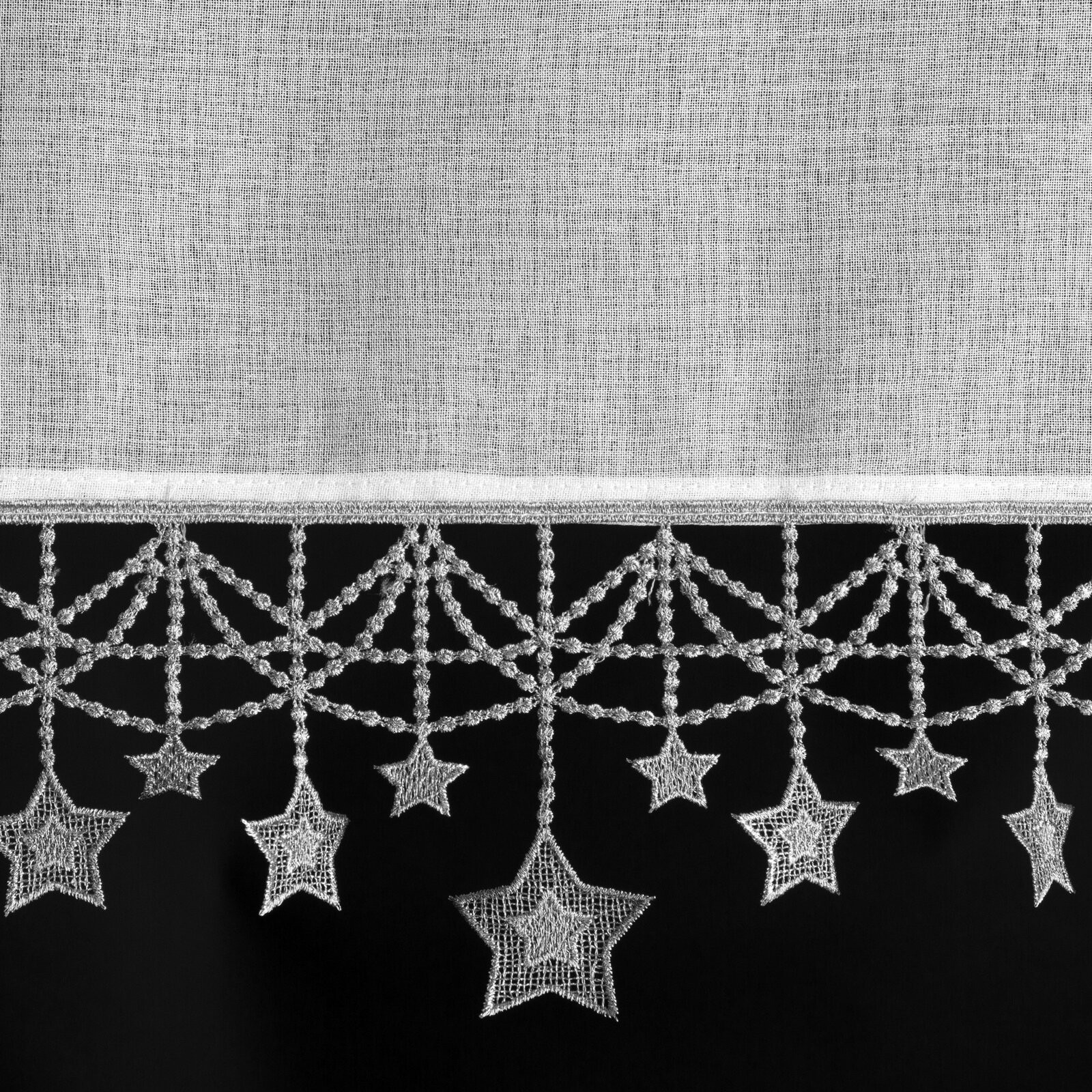 Hotová záclona XMAS bíla / stříbrná - s tunelem