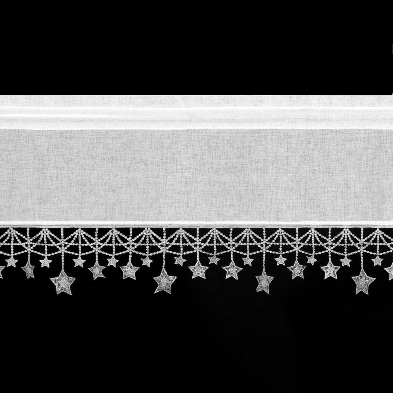 Hotová záclona XMAS bíla / stříbrná - s tunelem