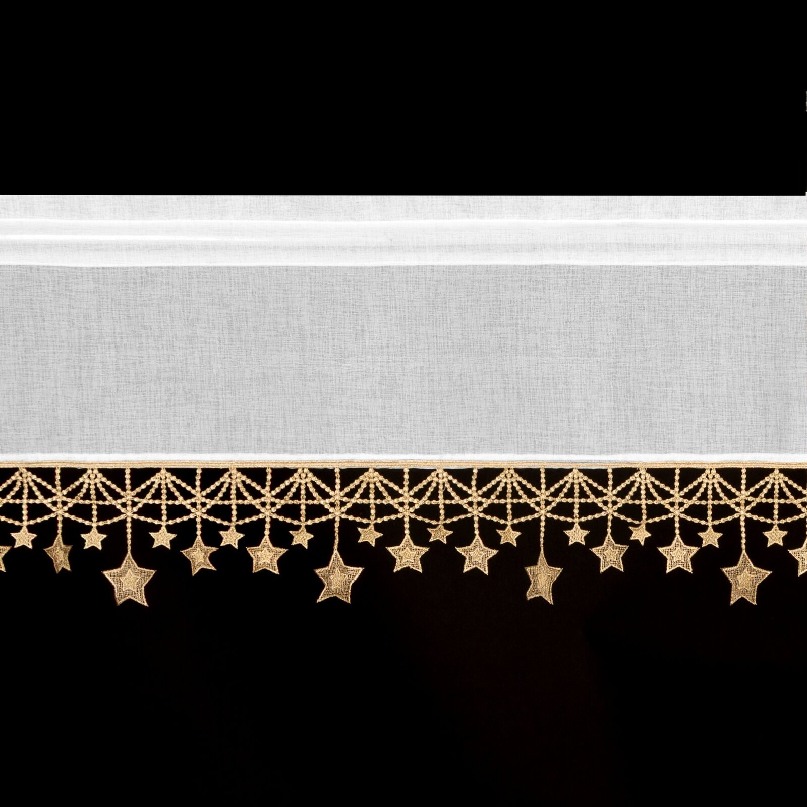 Hotová záclona XMAS bílá / zlatá - s tunelem