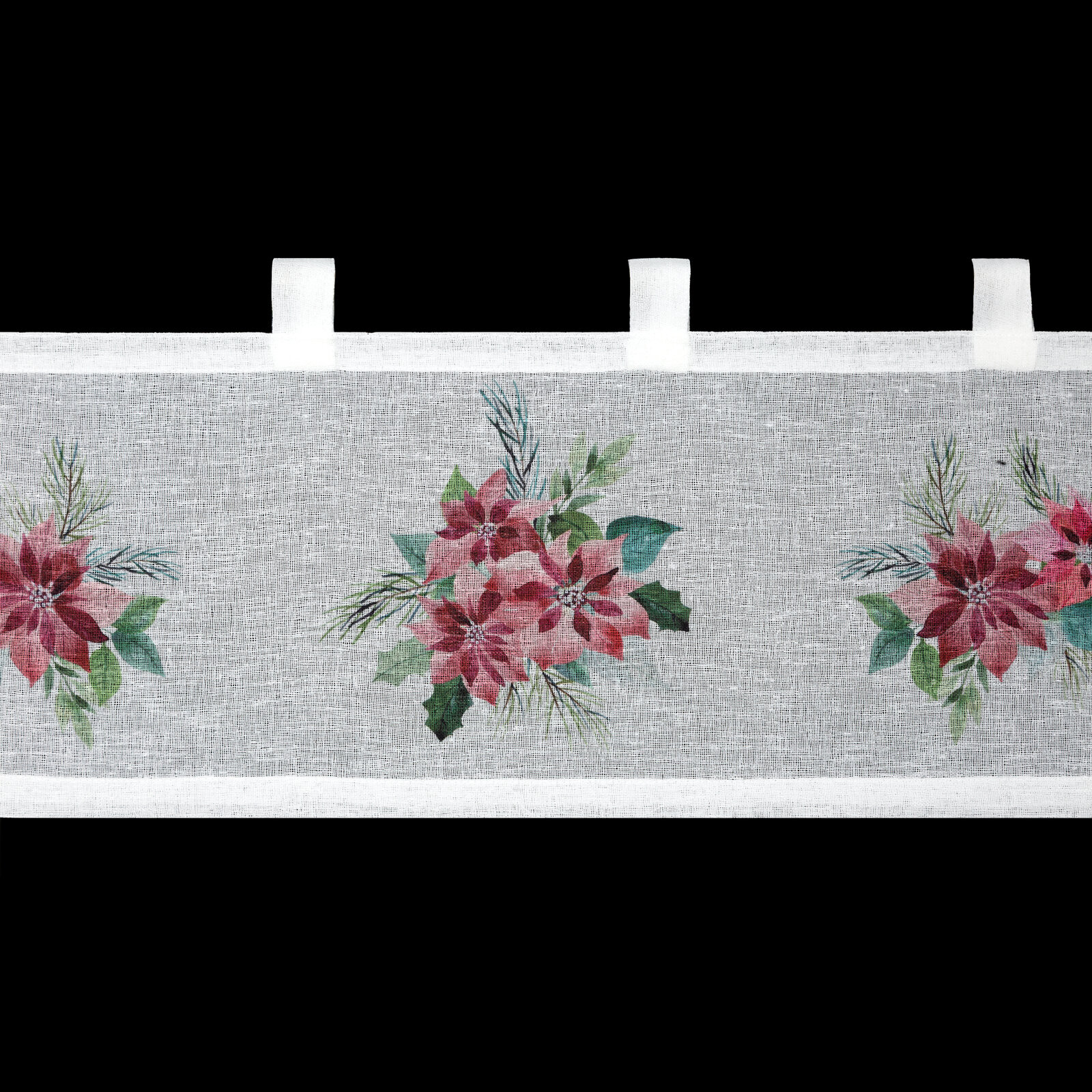 Hotová záclona XMAS s vánoční růží - na průchodkách