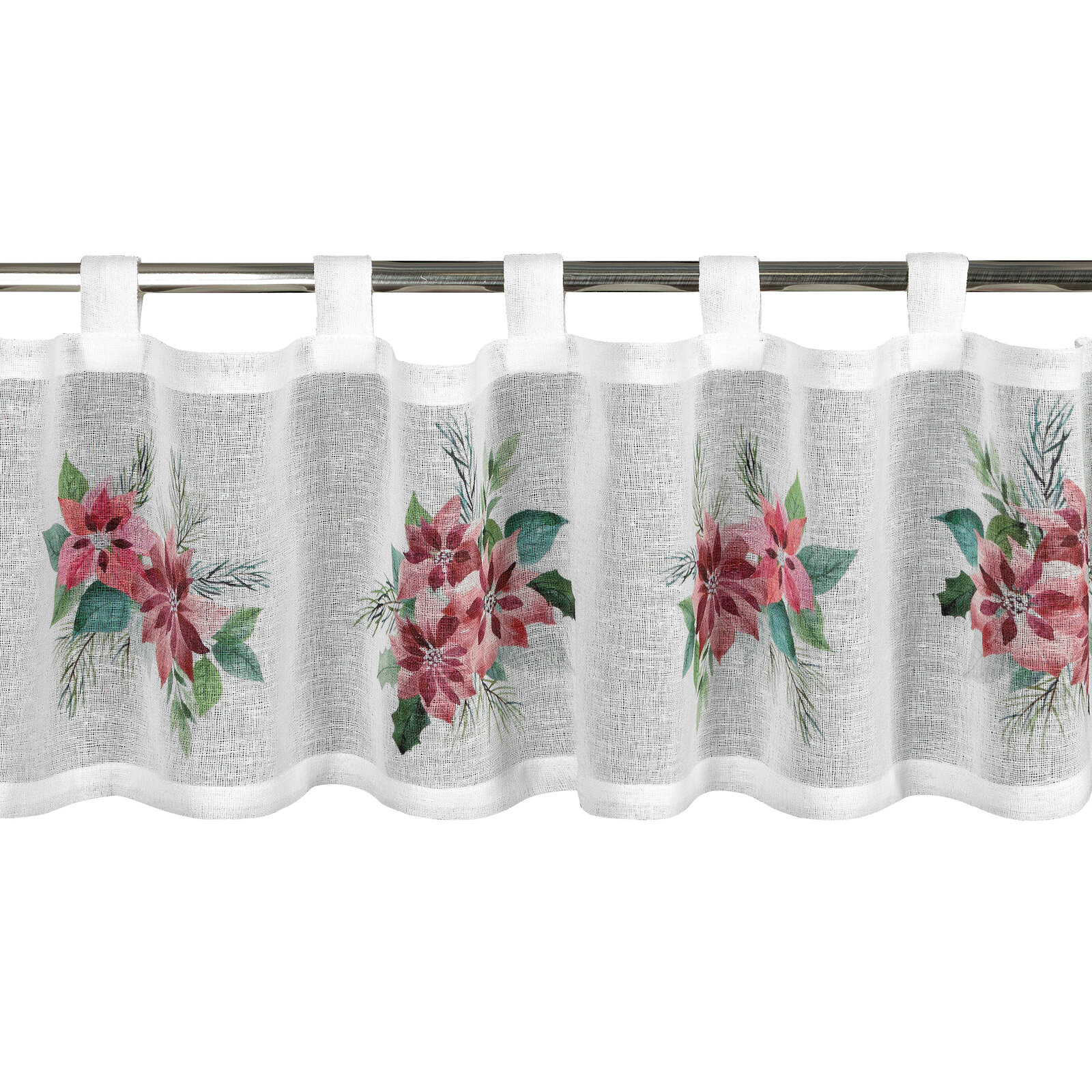 Hotová záclona XMAS s vánoční růží - na průchodkách