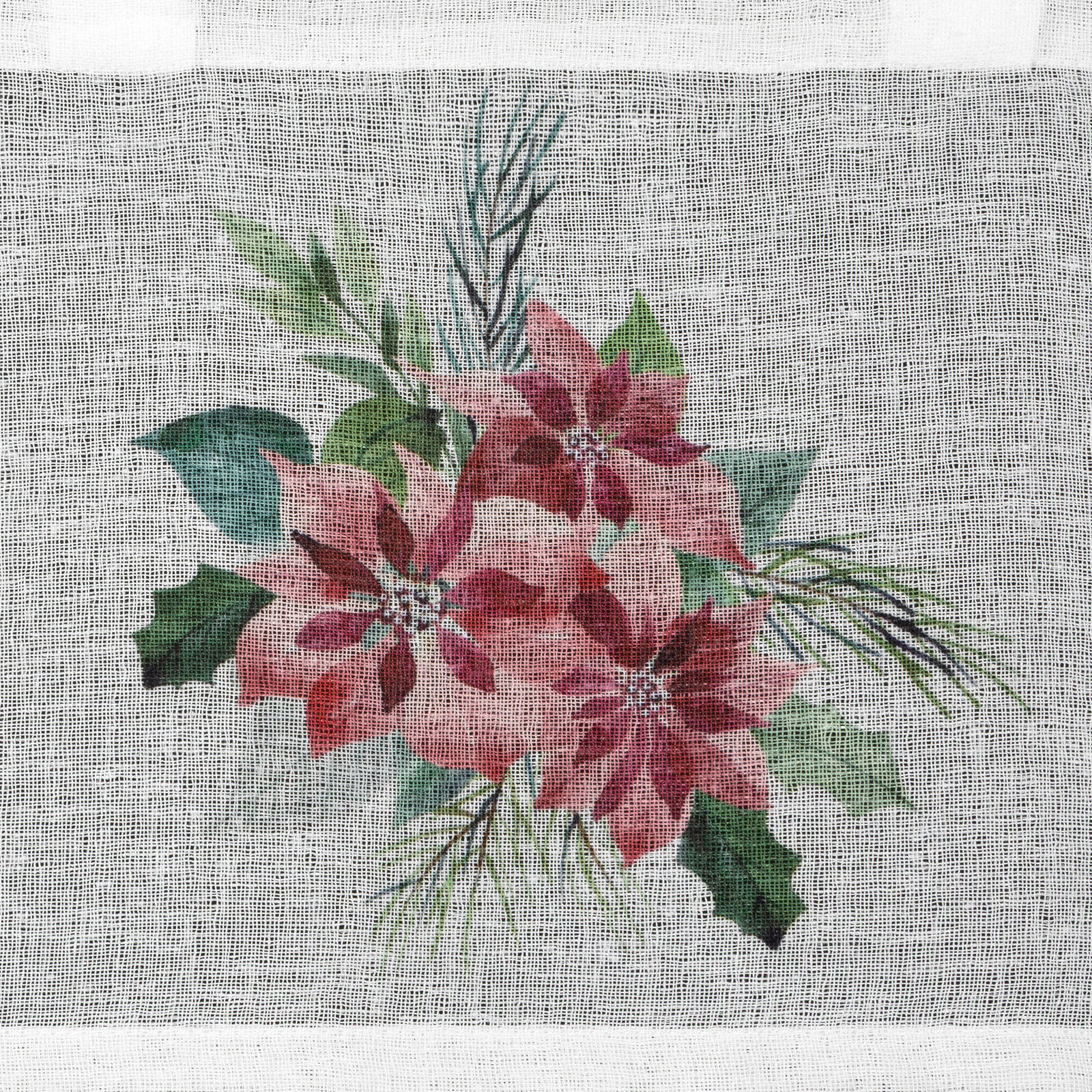 Hotová záclona XMAS s vánoční růží - na průchodkách