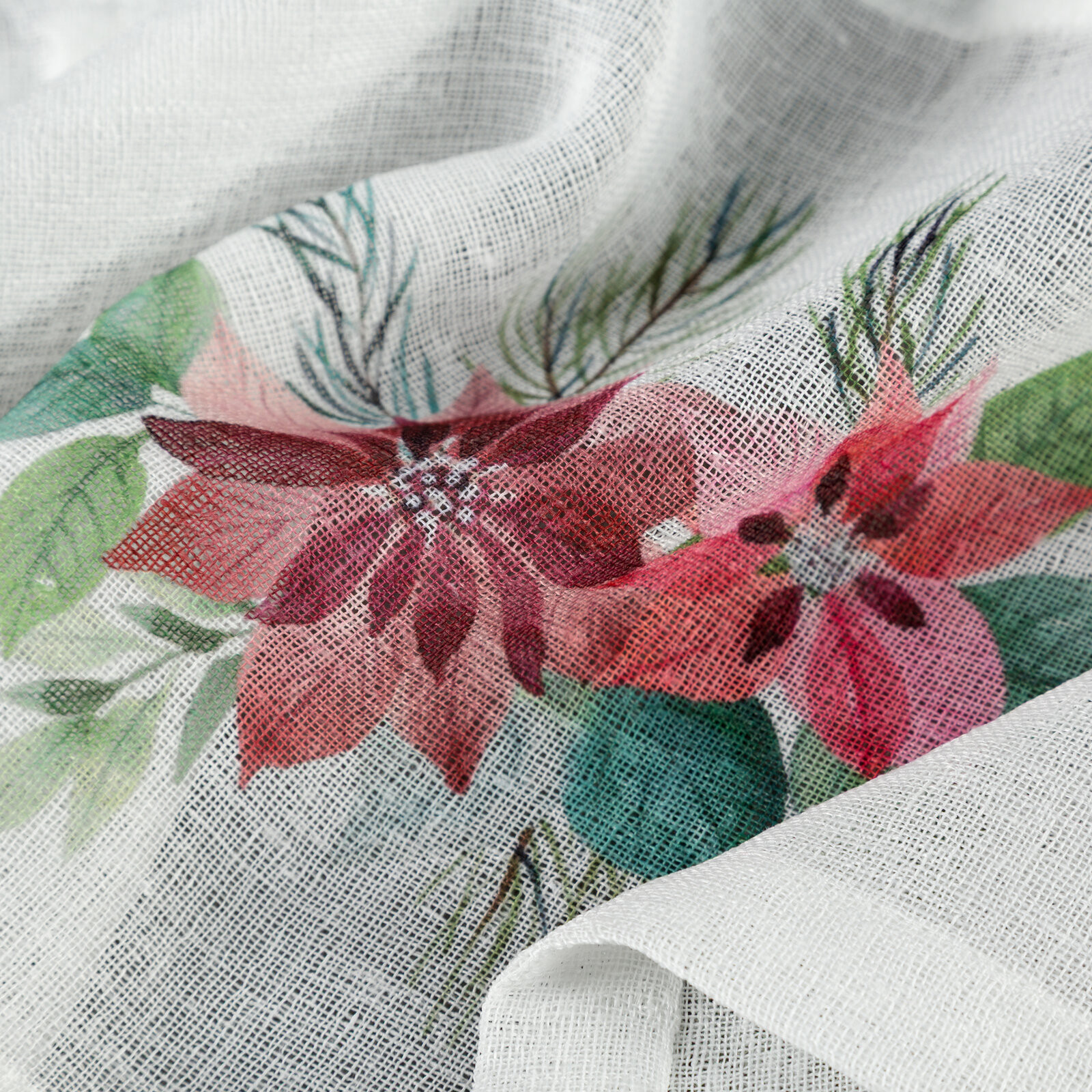 Hotová záclona XMAS s vánoční růží - na průchodkách