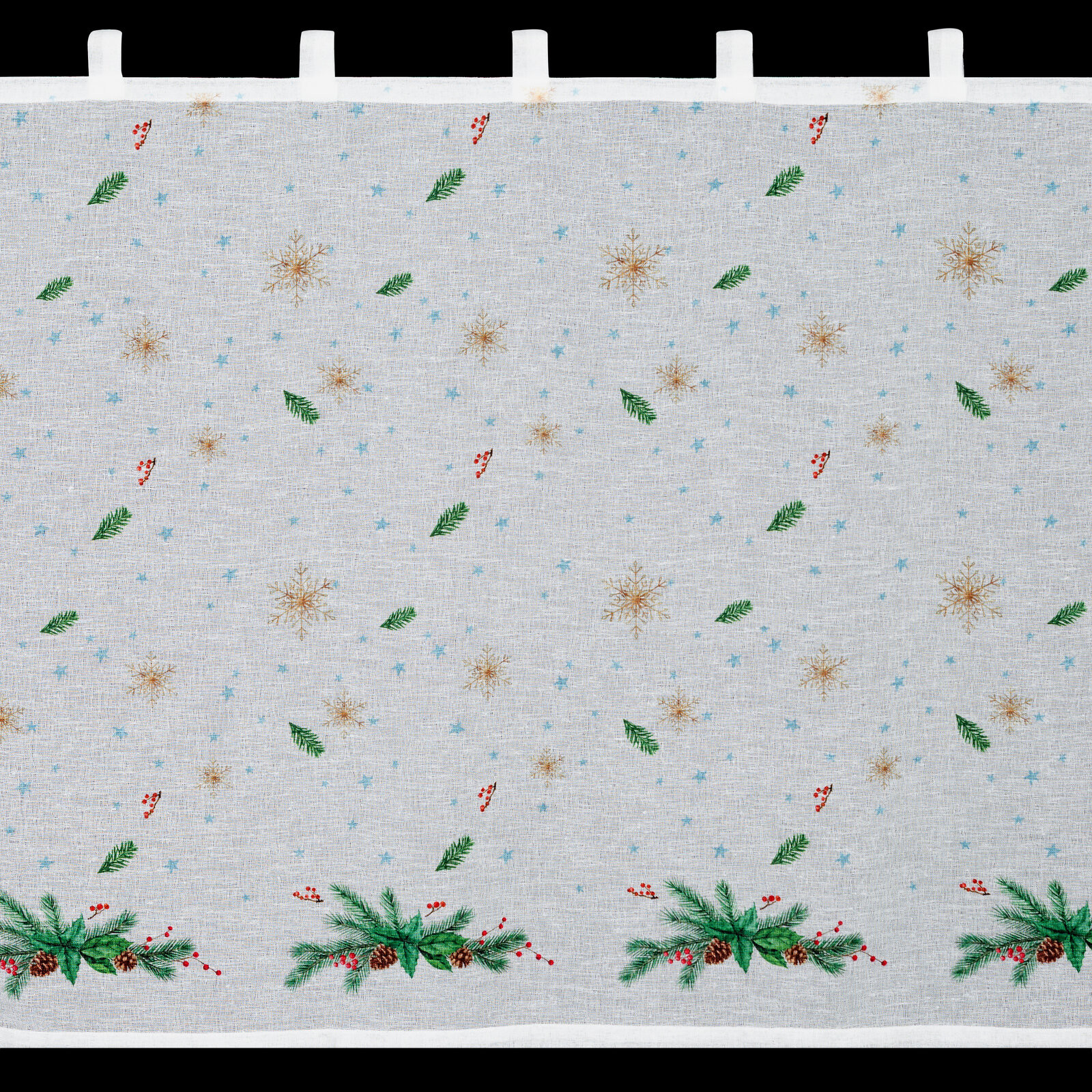 Hotová záclona XMAS s vánočním vzorem - na průchodkách