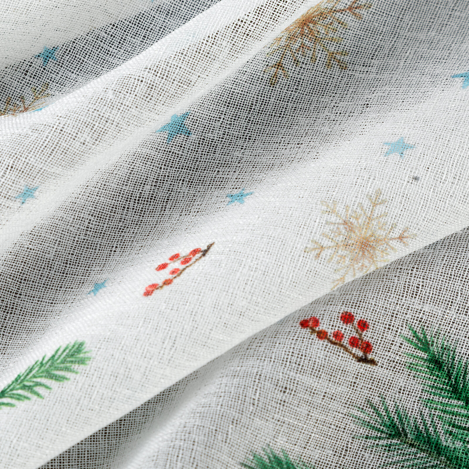 Hotová záclona XMAS s vánočním vzorem - na průchodkách