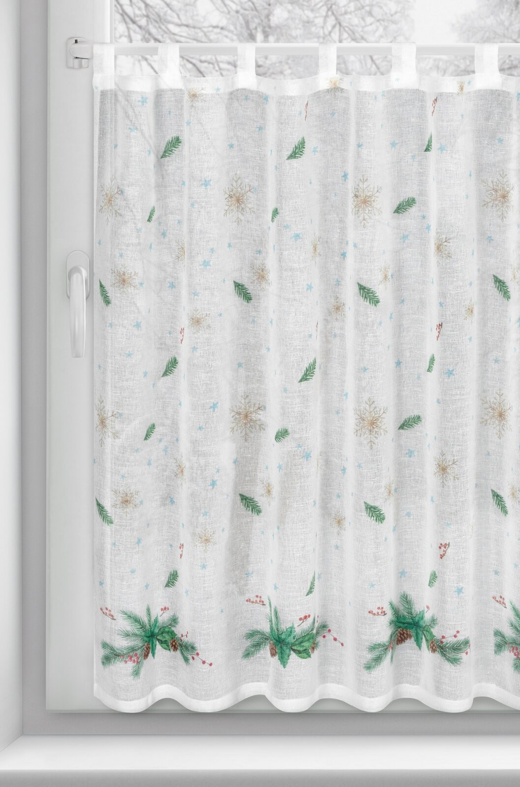 Hotová záclona XMAS s vánočním vzorem - na průchodkách