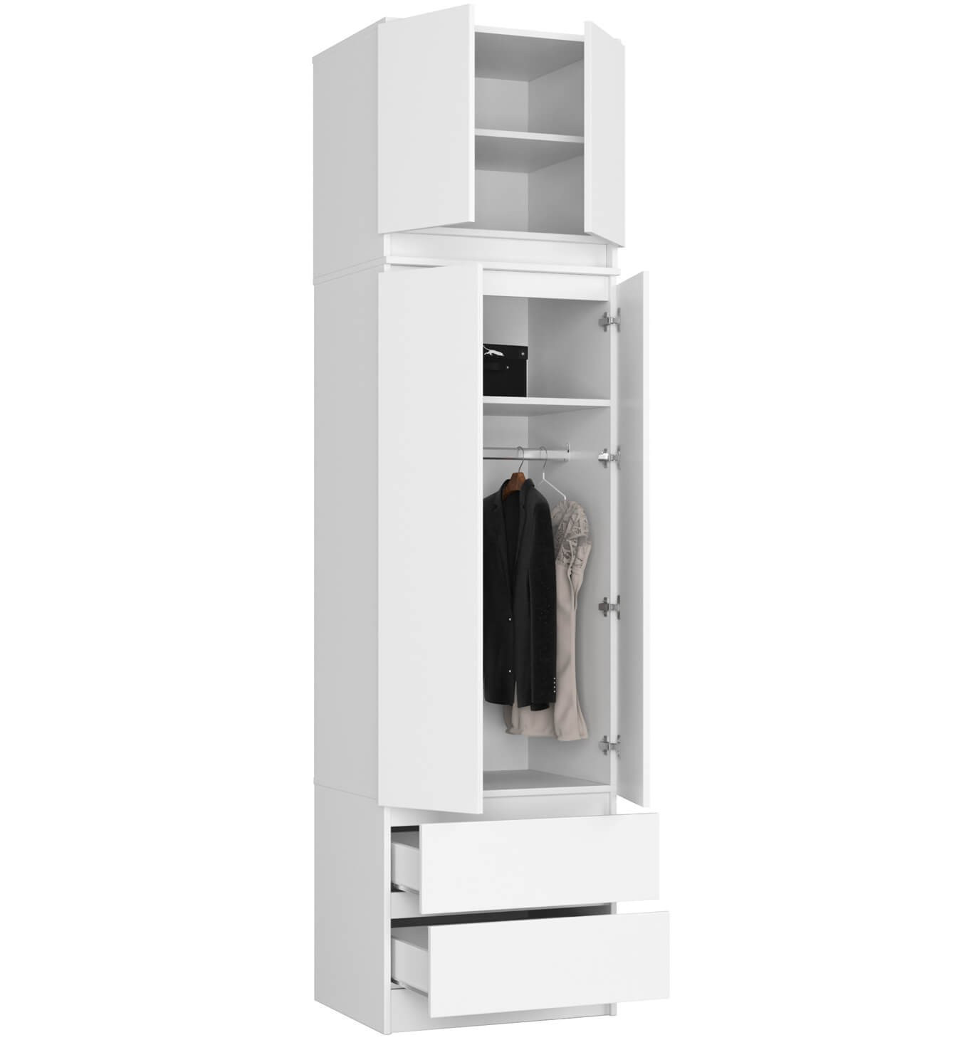 Skříň s nástavcem S 60 cm 2D 2SZ CLP bílá