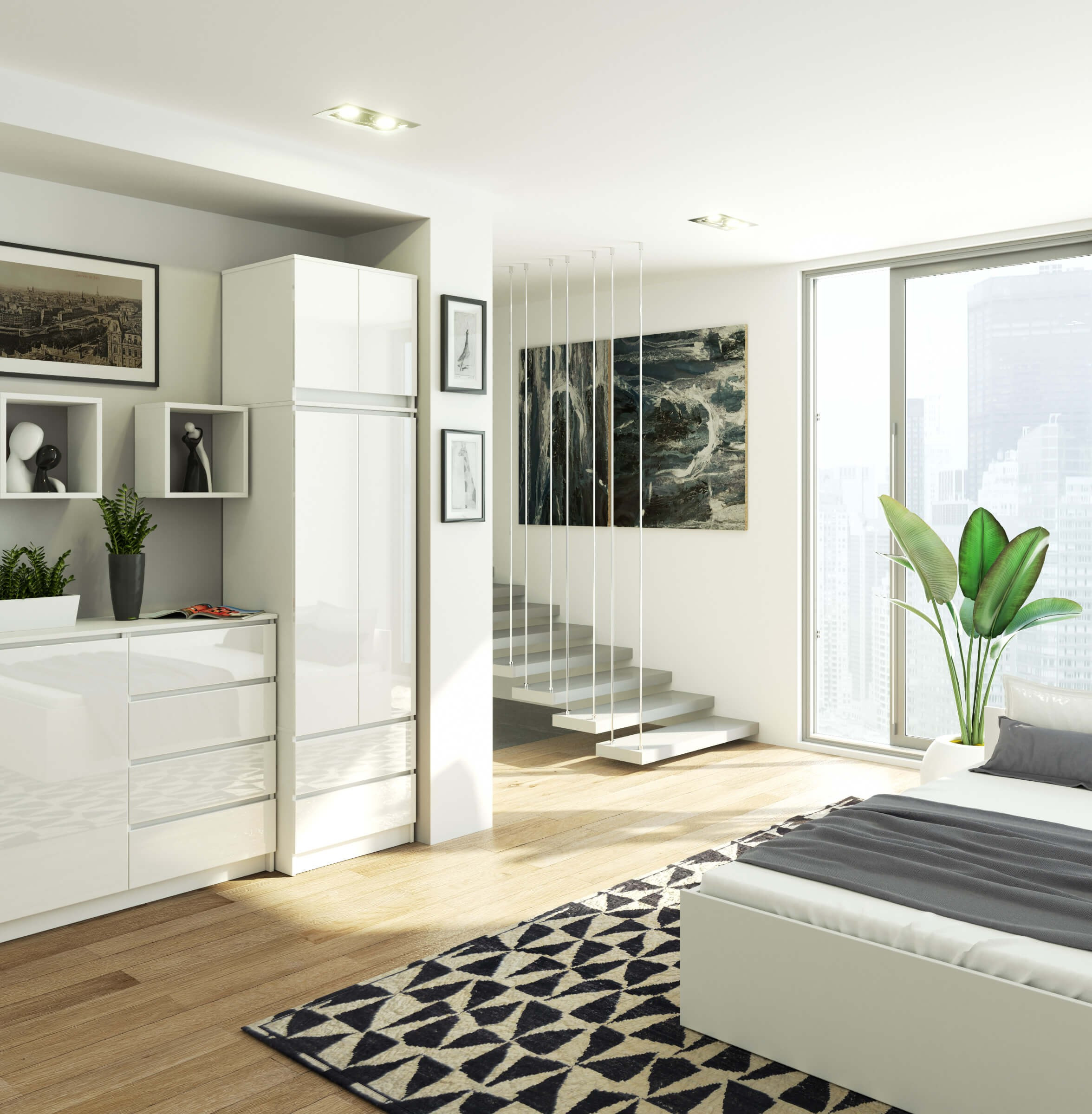 Skříň s nástavcem S 60 cm 2D 2SZ CLP bílá / bílá, lesk