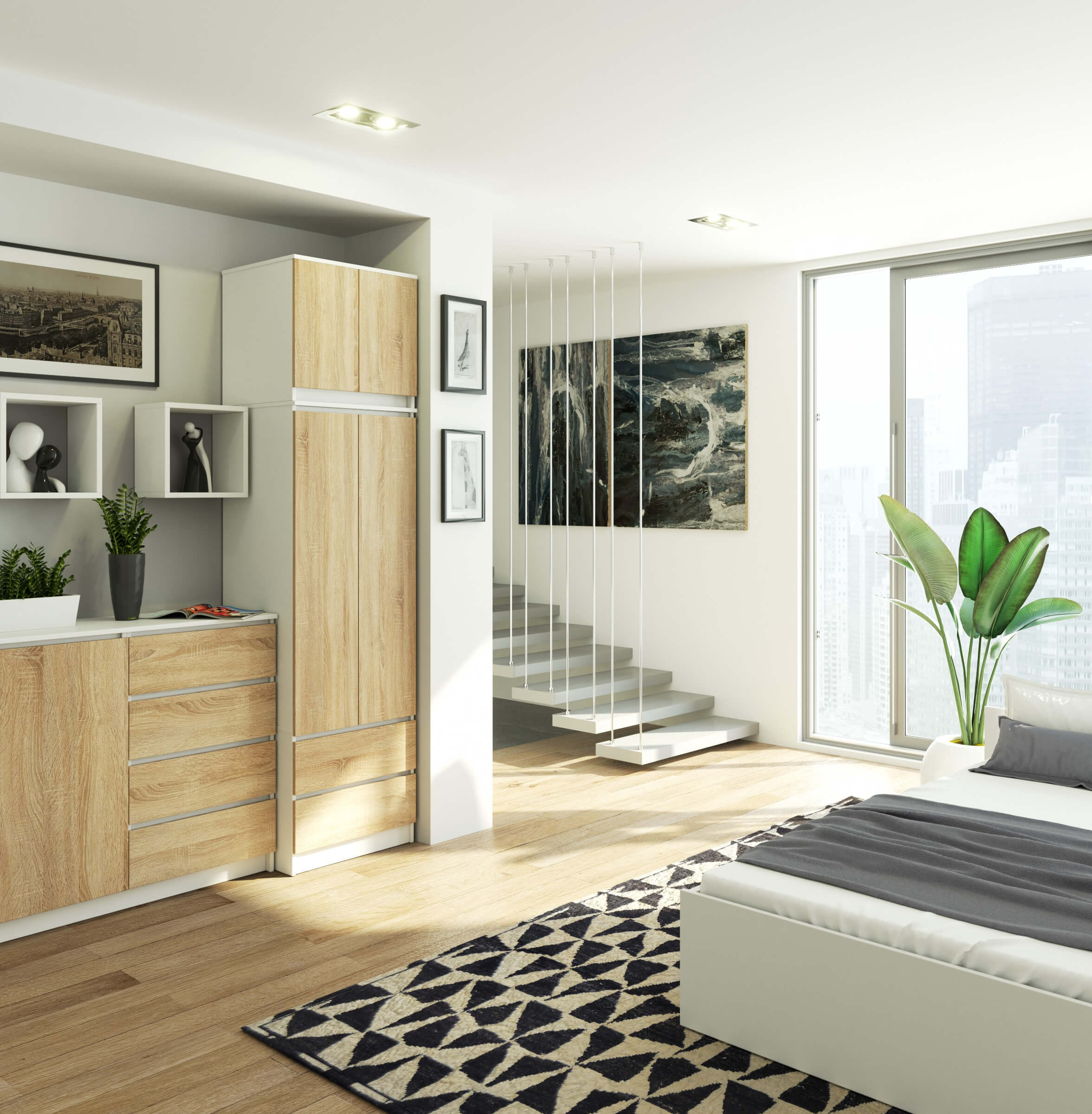 Skříň s nástavcem S 60 cm 2D 2SZ CLP bílá / sonoma