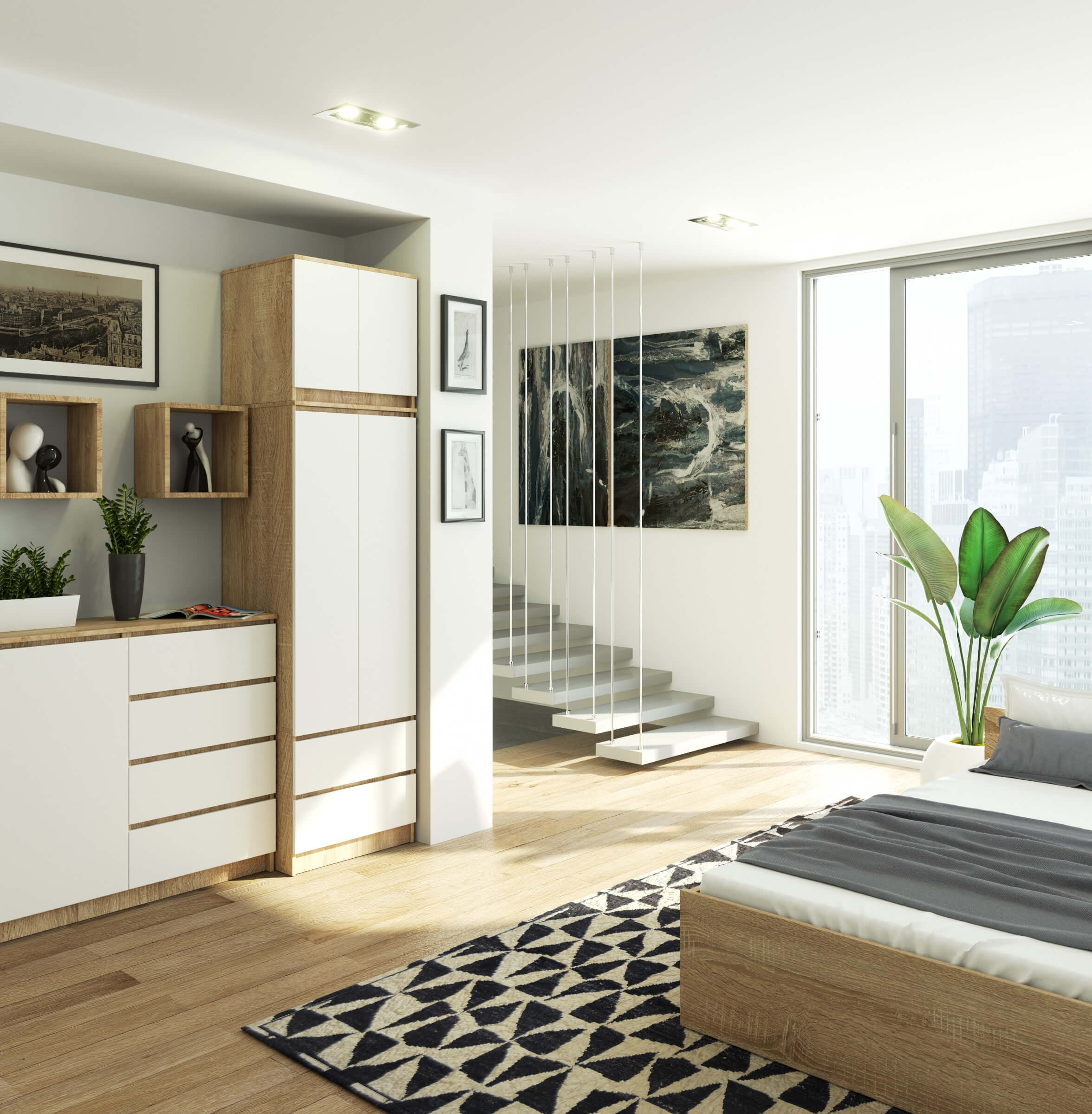 Skříň s nástavcem S 60 cm 2D 2SZ CLP dub sonoma / bílá