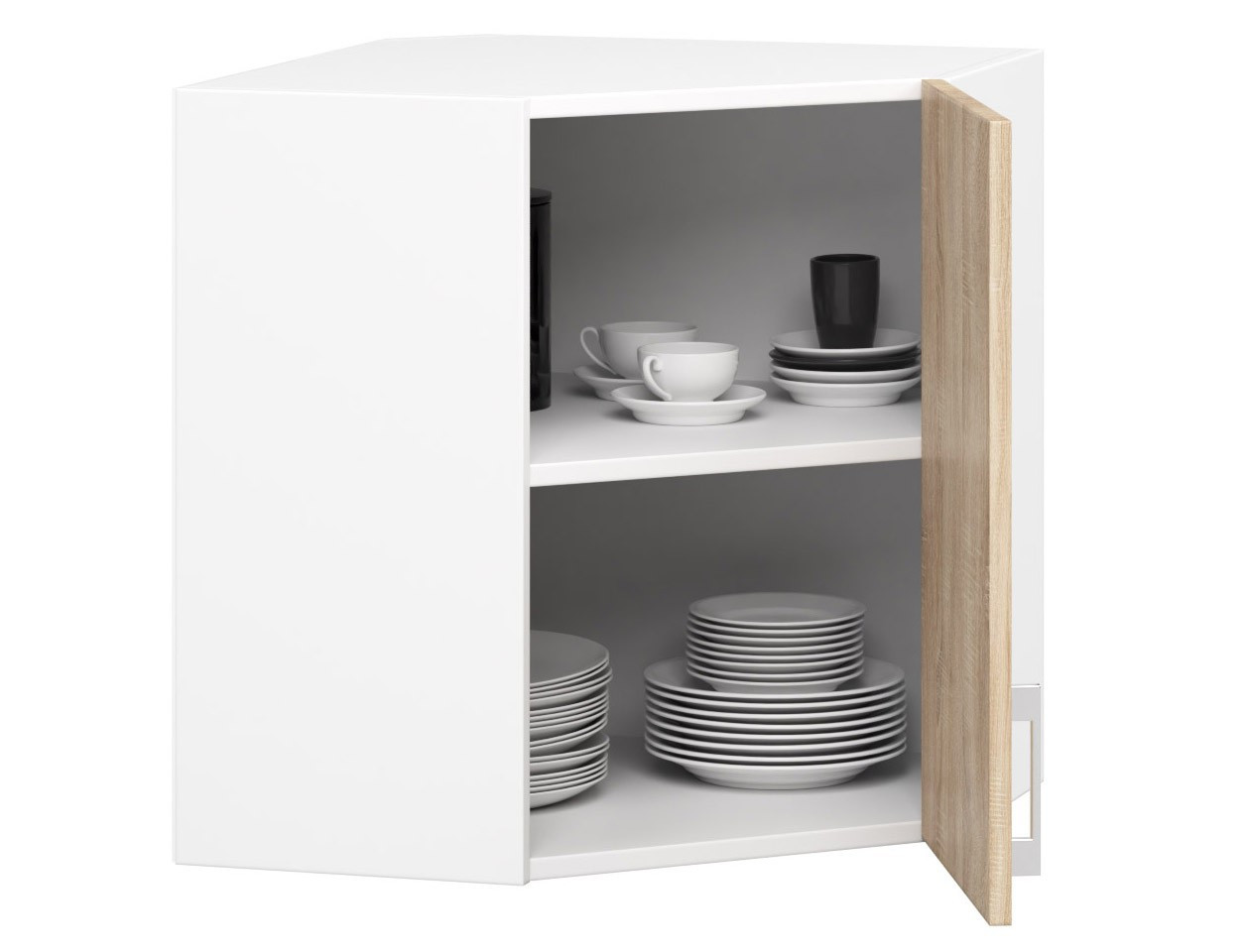 Rohová horní kuchyňská skříňka LIMA W60/60N /580/ bílá / dub sonoma