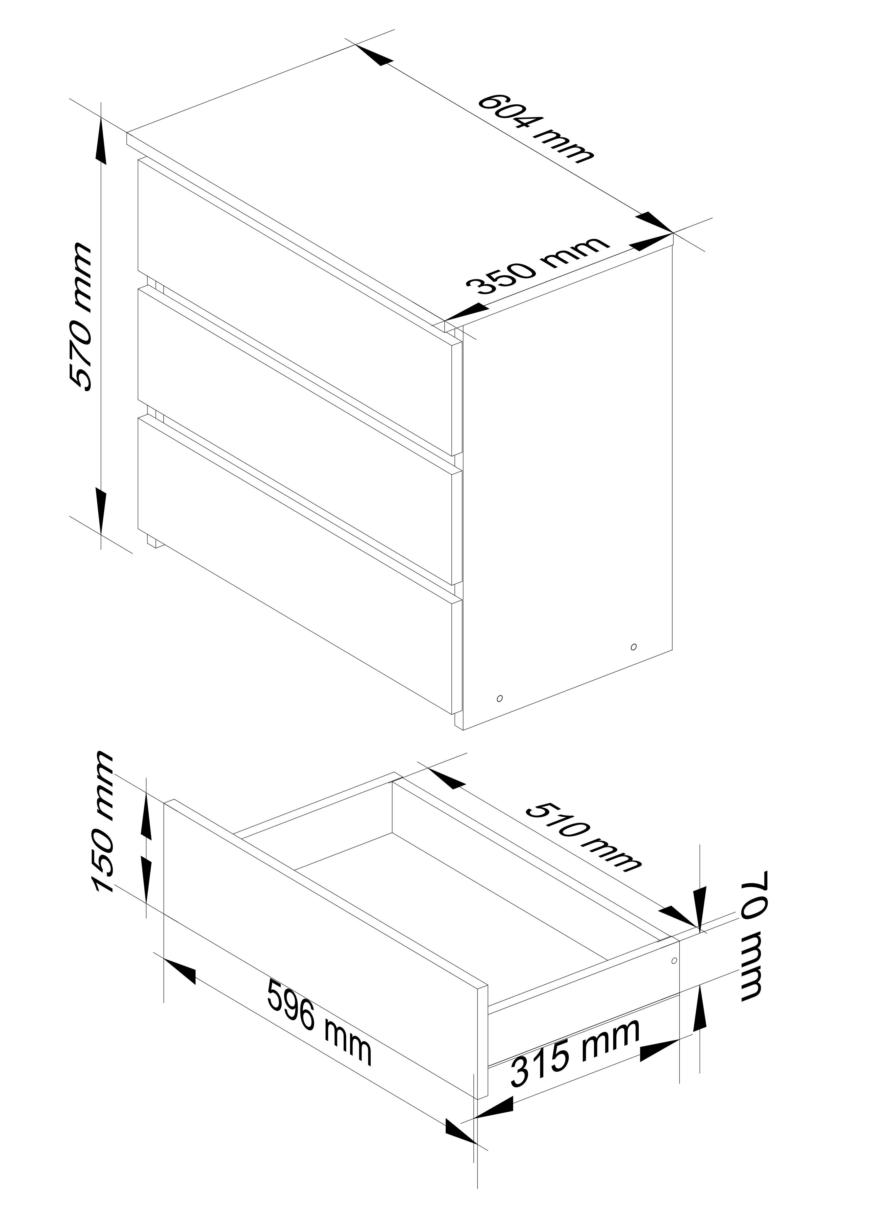 Noční stolek CL3 60 cm bílý