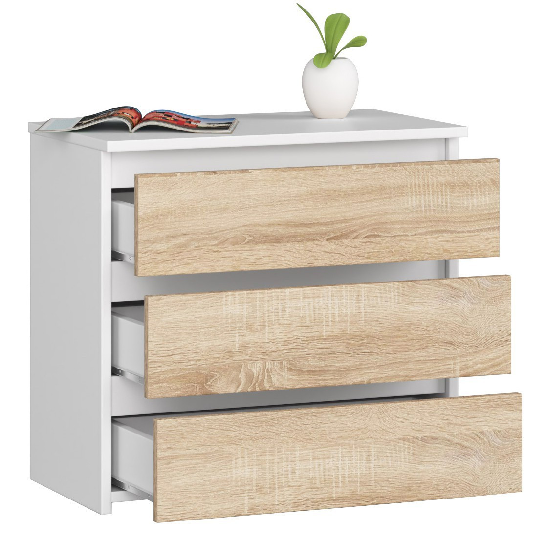 Noční stolek CL3 60 cm bílý / sonoma