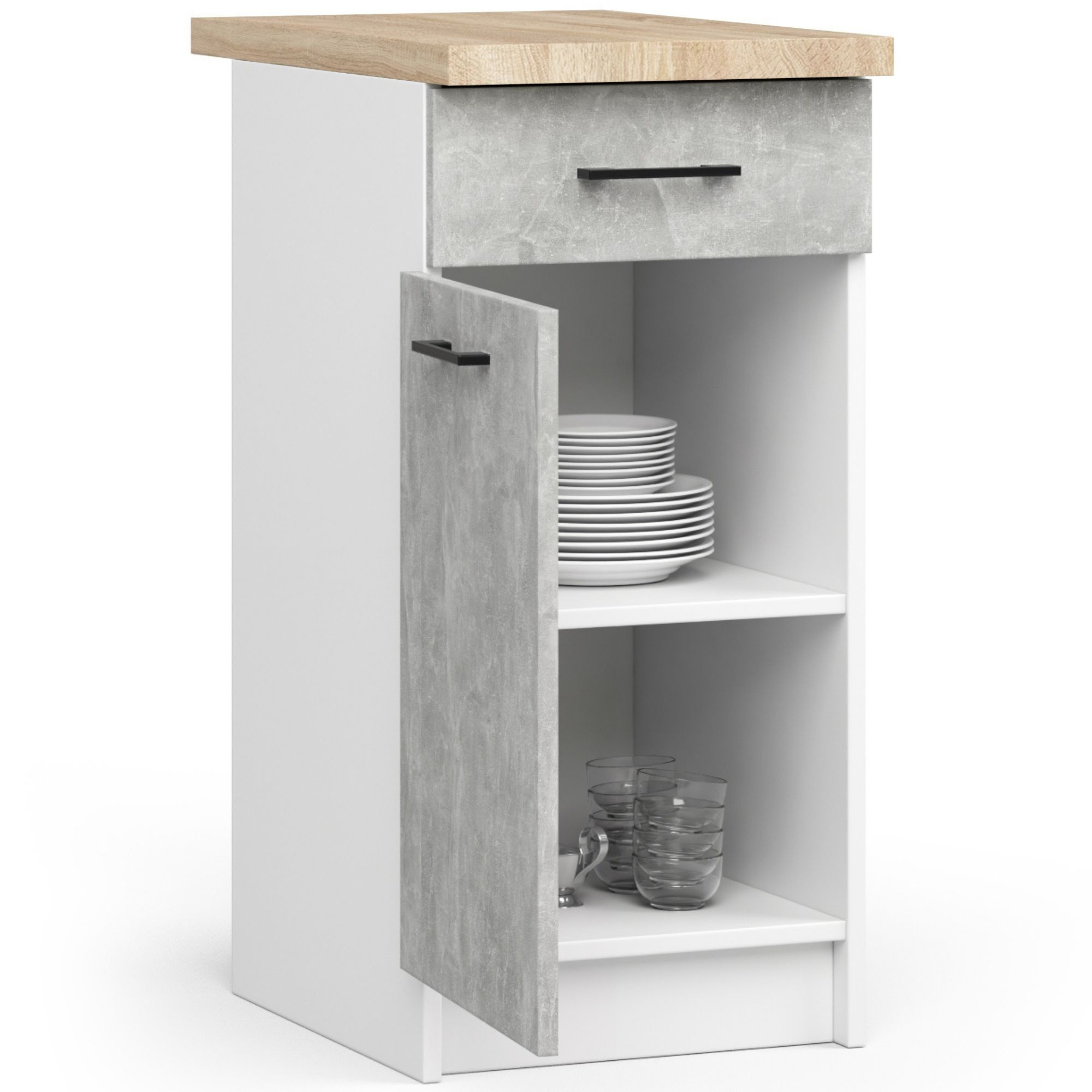 Spodní kuchyňská skříňka s deskou OLIWIA S40 SZ1 bílá / beton