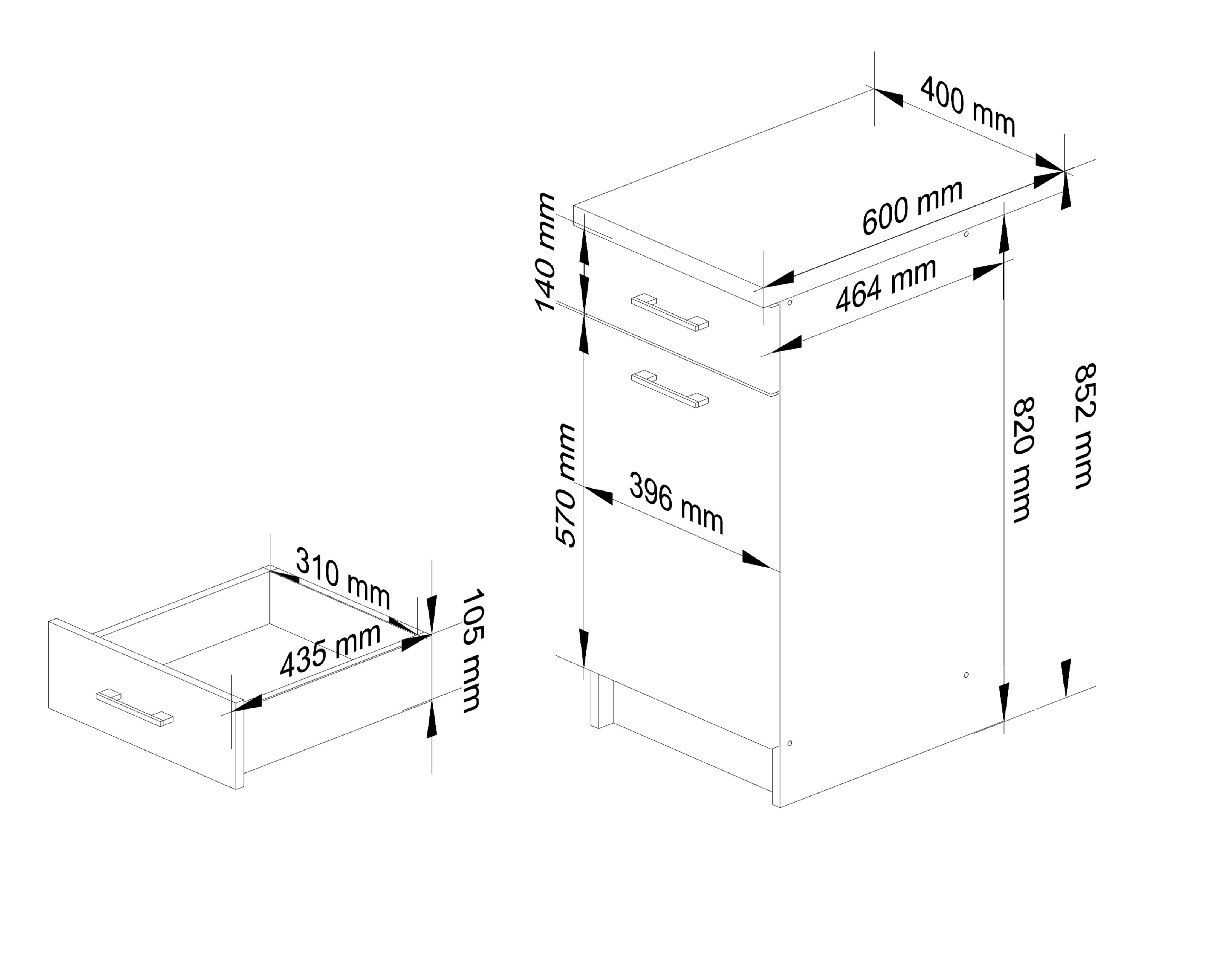 Spodní kuchyňská skříňka s deskou OLIWIA S40 SZ1 bílá / beton