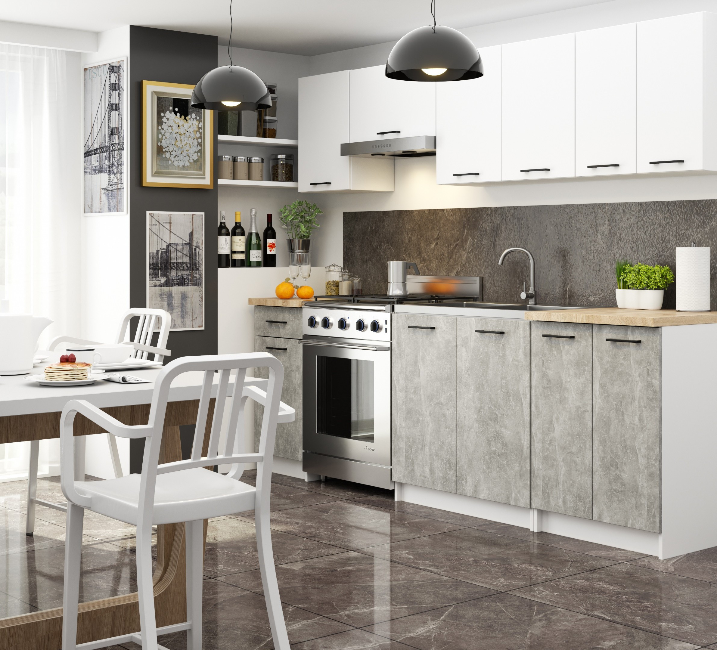 Spodní kuchyňská skříňka s deskou OLIWIA S40 SZ1 bílá / beton