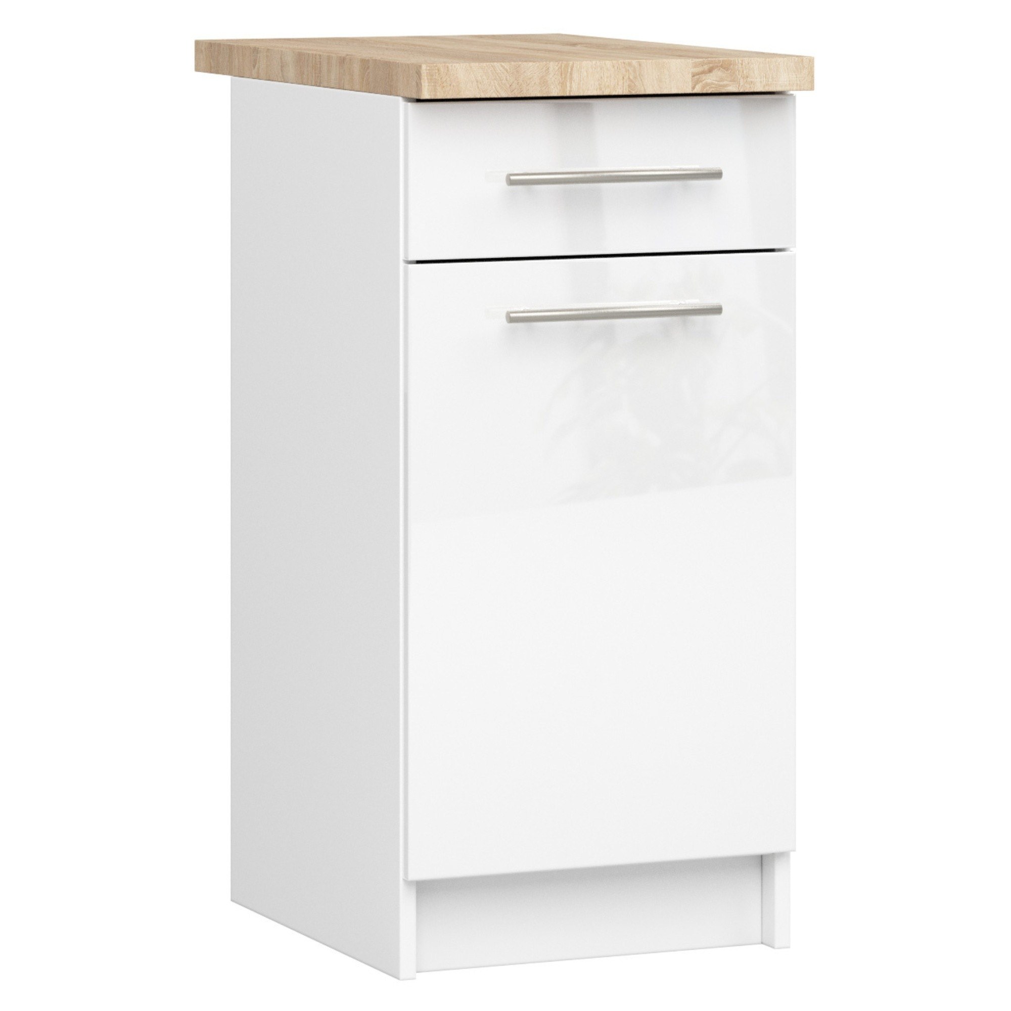 Spodní kuchyňská skříňka s deskou OLIWIA S40 SZ1 bílá, lesk