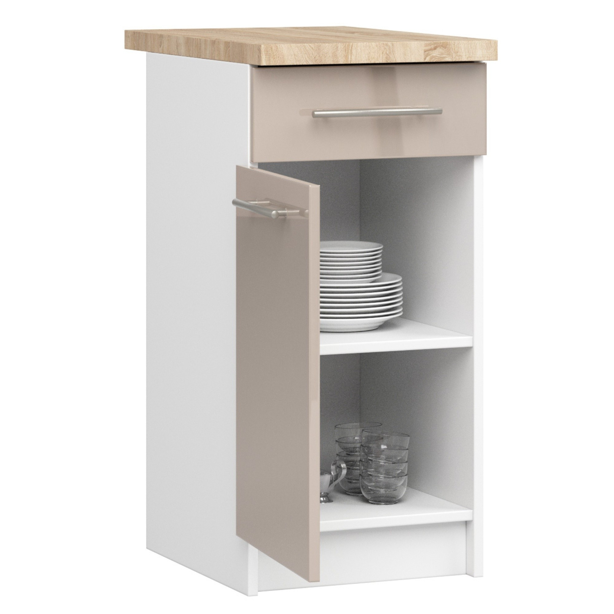 Spodní kuchyňská skříňka s deskou OLIWIA S40 SZ1 bílá / cappuccino, lesk