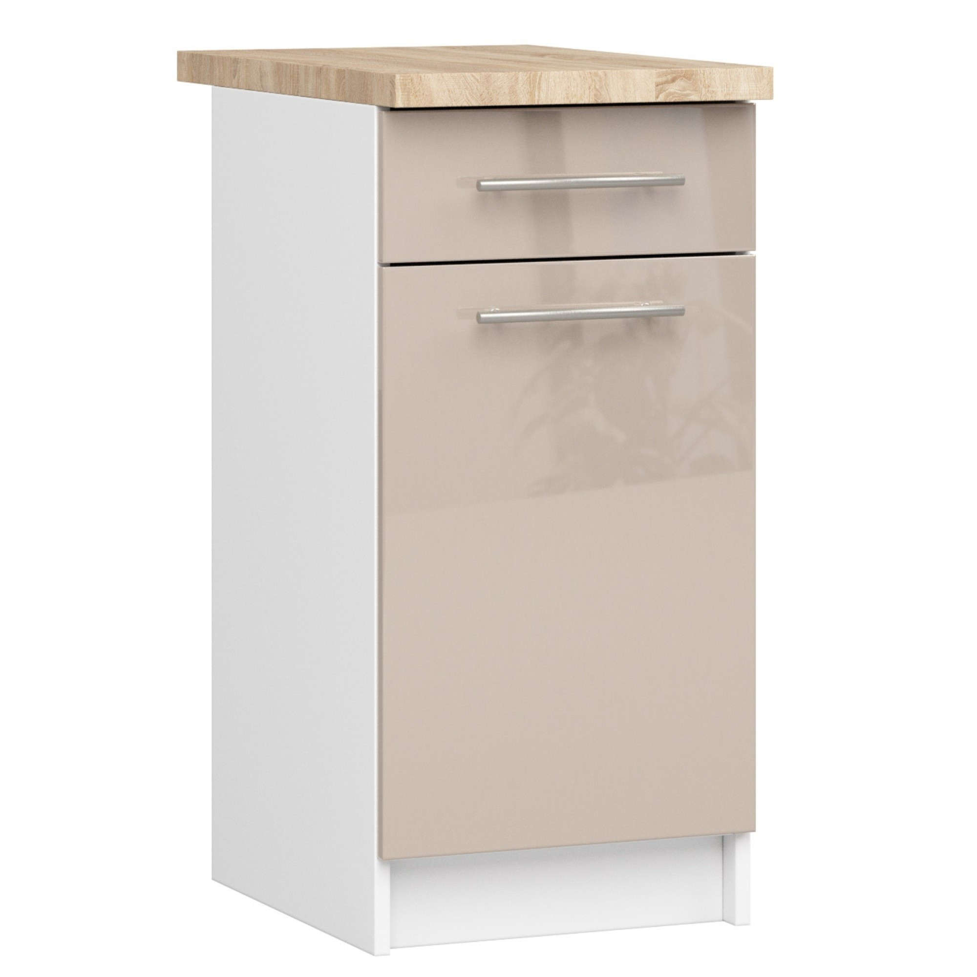 Spodní kuchyňská skříňka s deskou OLIWIA S40 SZ1 bílá / cappuccino, lesk