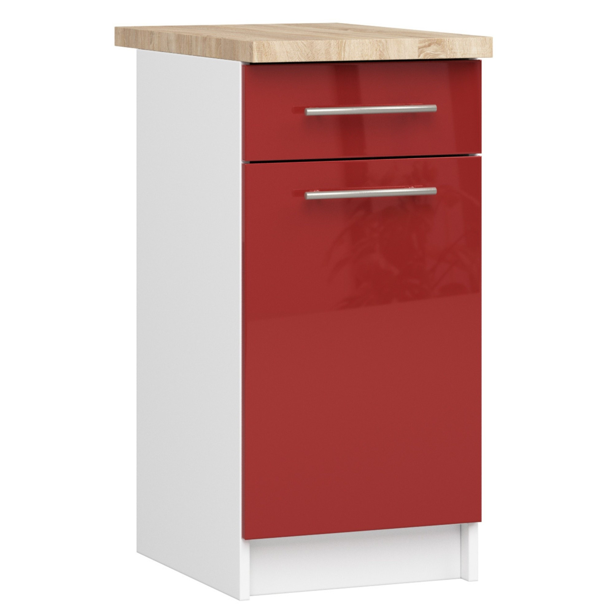 Spodní kuchyňská skříňka s deskou OLIWIA S40 SZ1 bílá / červená, lesk