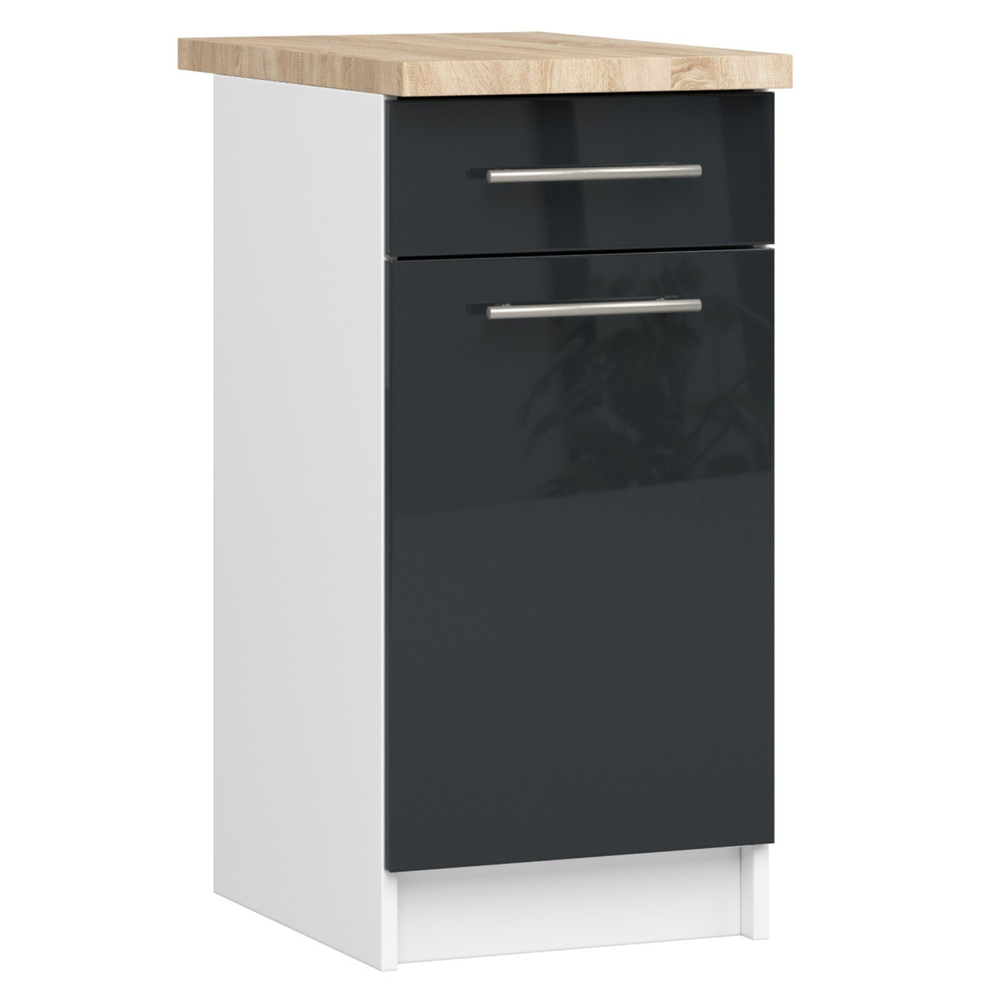 Spodní kuchyňská skříňka s deskou OLIWIA S40 SZ1 bílá / grafitová, lesk