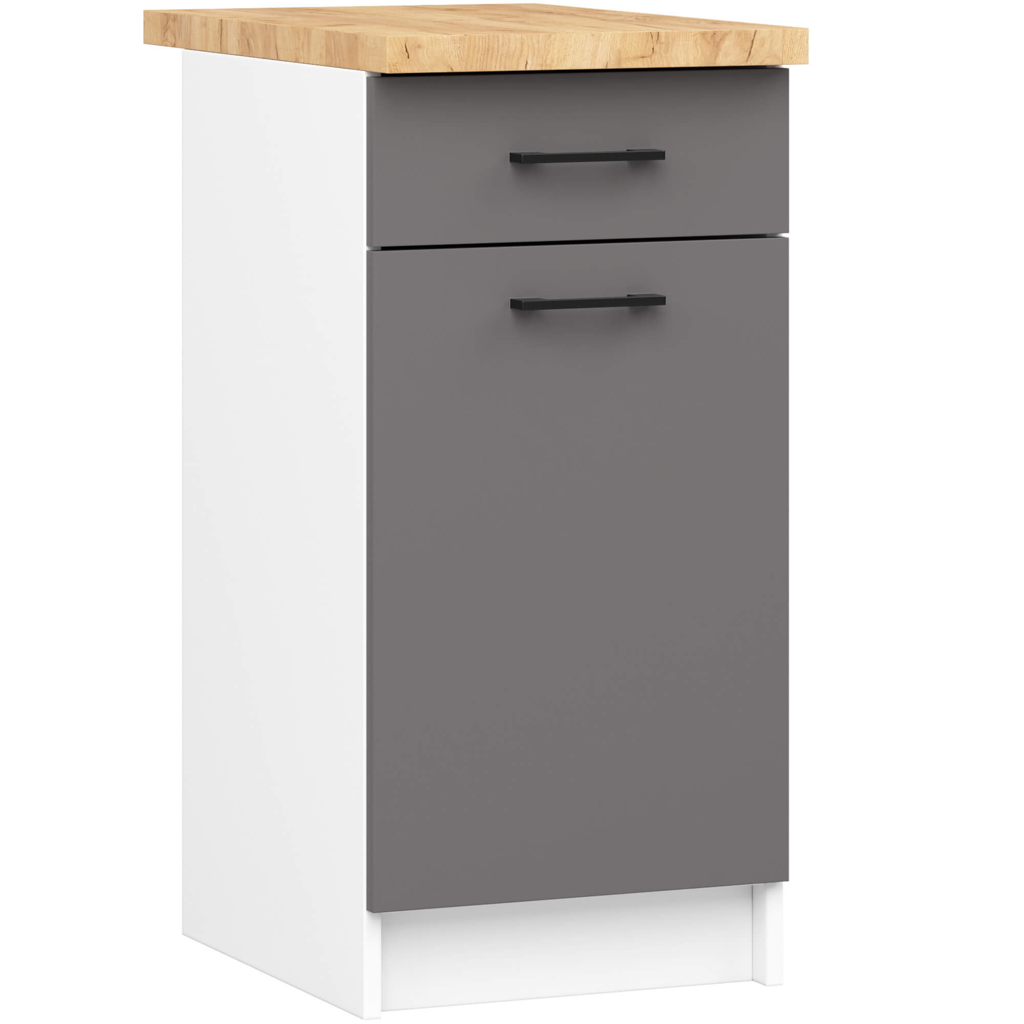 Spodní kuchyňská skříňka s deskou OLIWIA S40 SZ1 bílá / grafitová / šedá