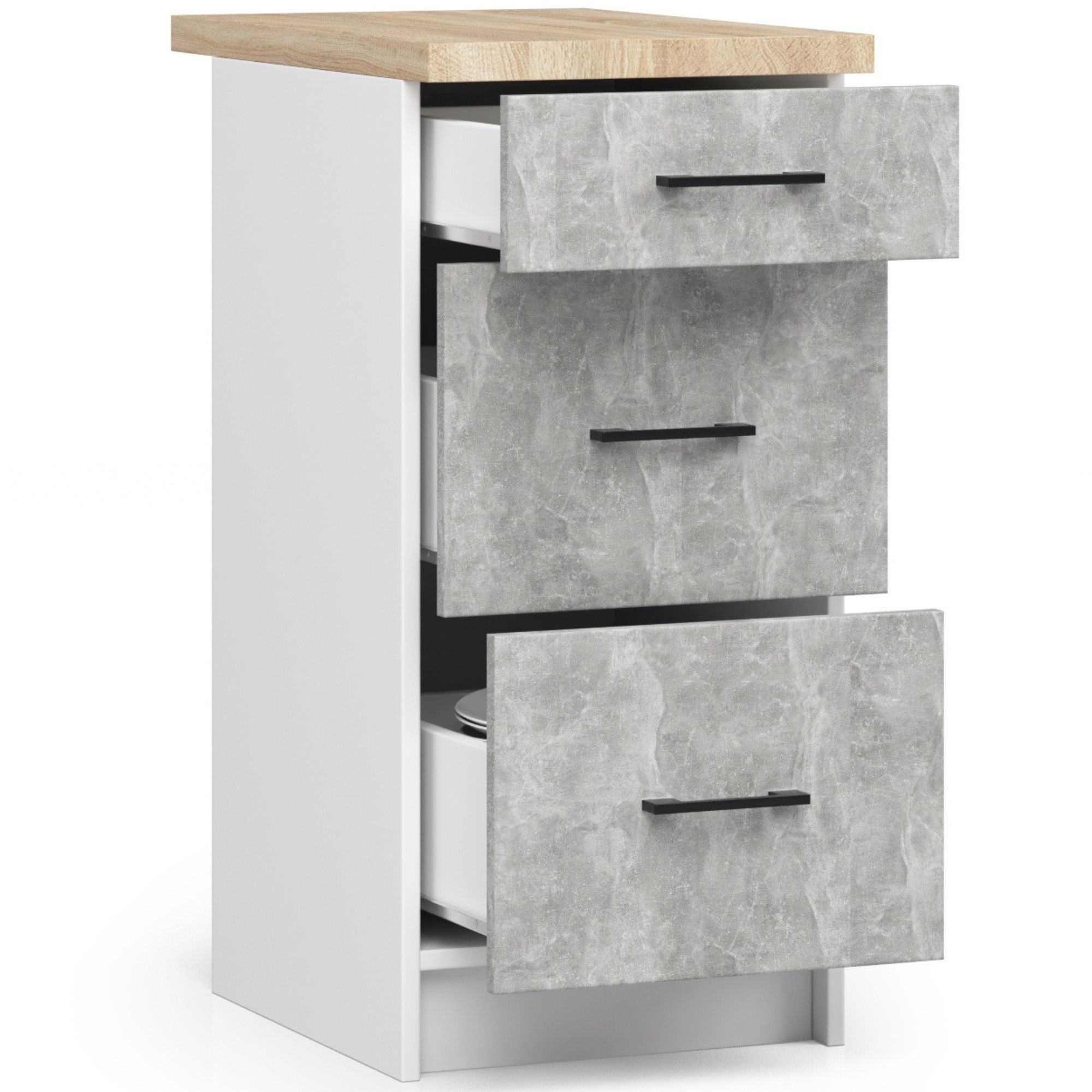 Spodní kuchyňská skříňka s deskou OLIWIA S40 SZ3 bílá / beton
