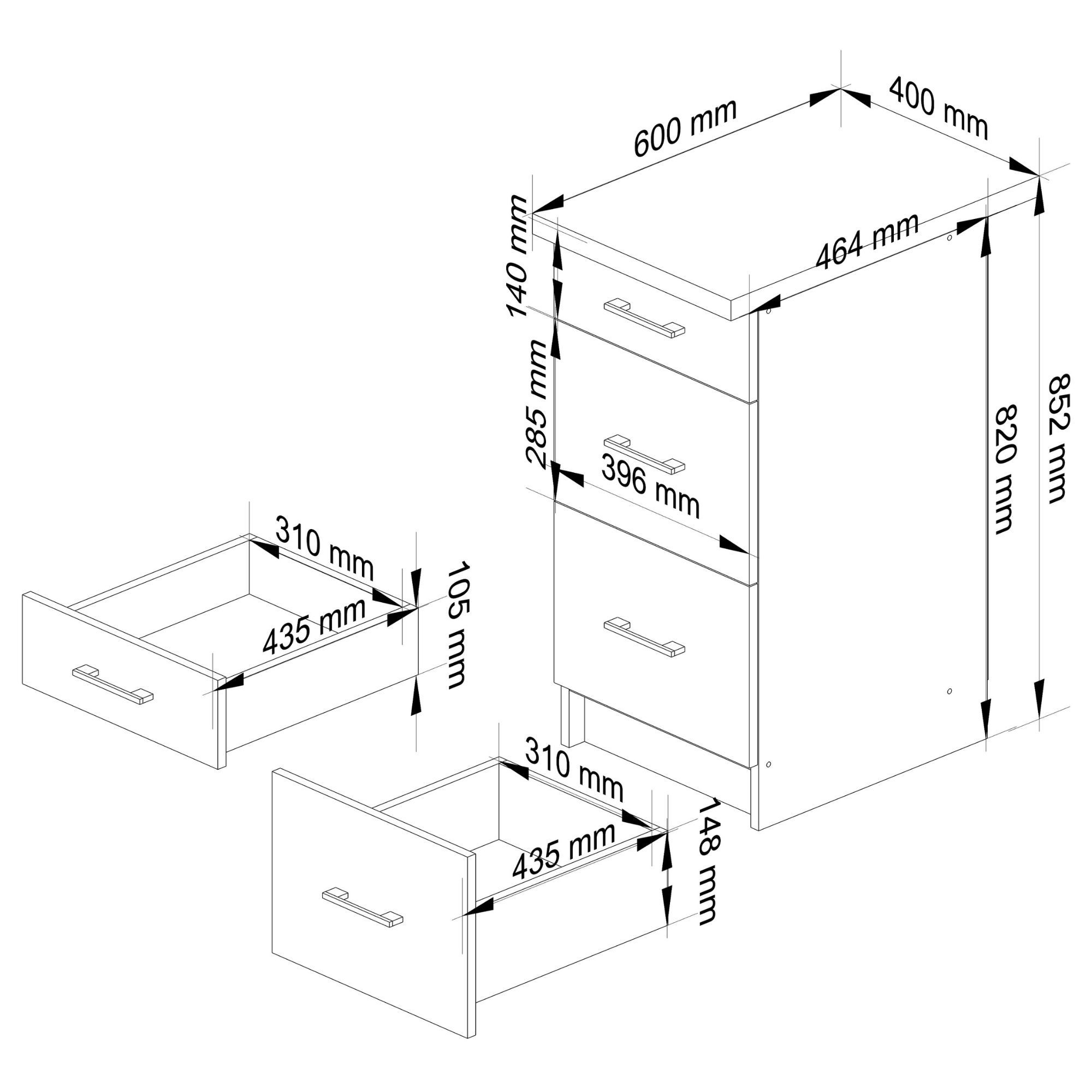 Spodní kuchyňská skříňka s deskou OLIWIA S40 SZ3 bílá / beton
