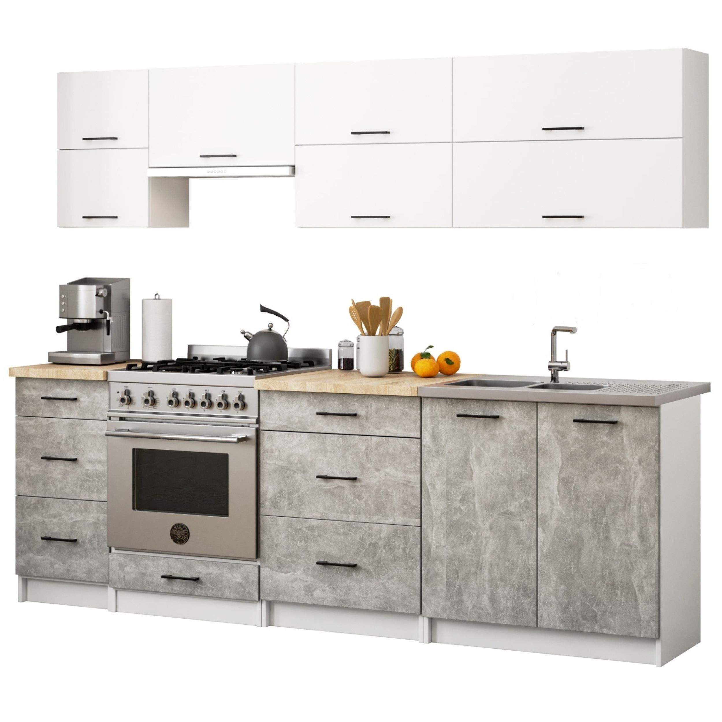 Spodní kuchyňská skříňka s deskou OLIWIA S40 SZ3 bílá / beton