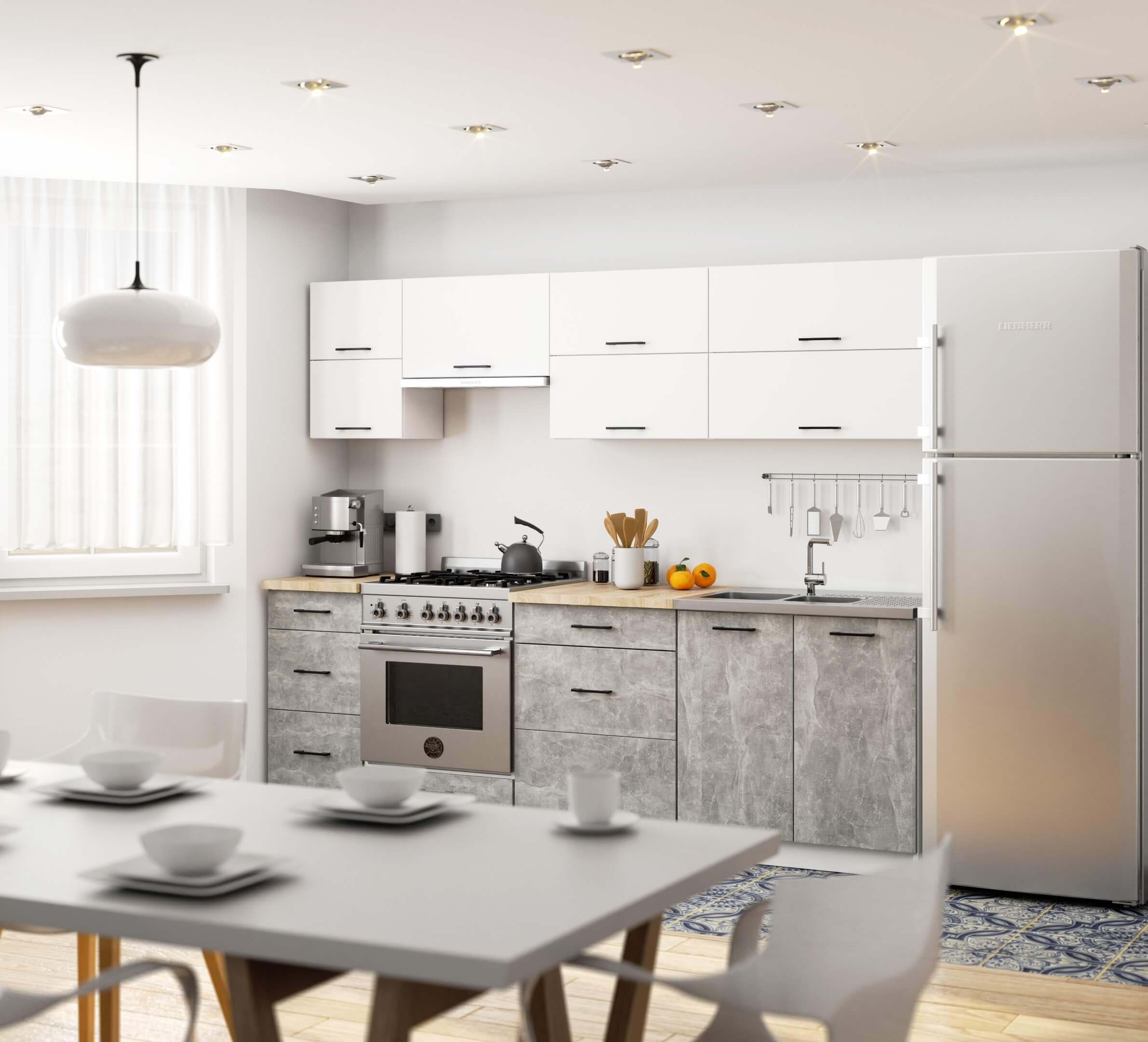 Spodní kuchyňská skříňka s deskou OLIWIA S40 SZ3 bílá / beton