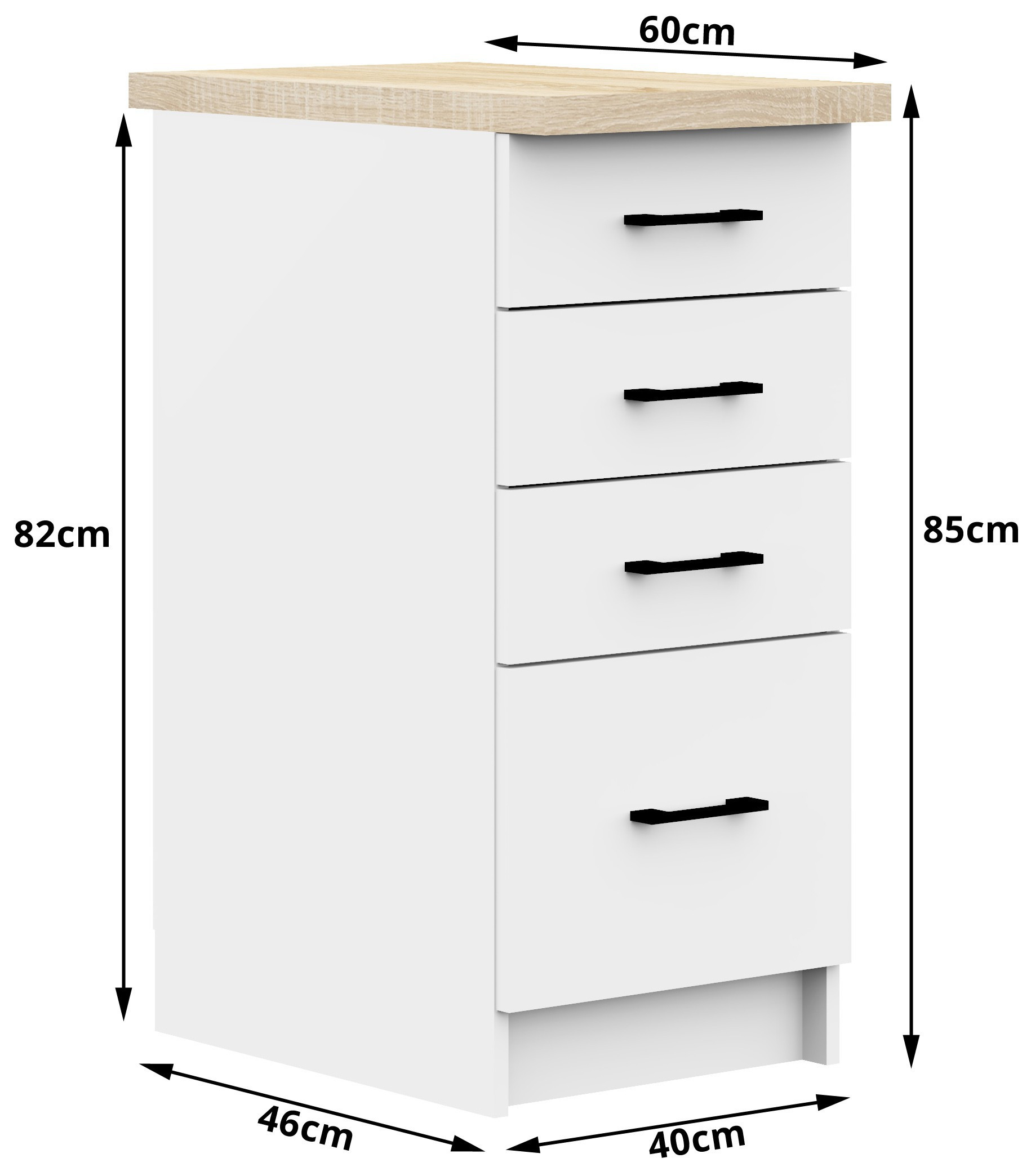 Spodní kuchyňská skříňka s deskou OLIWIA S40 SZ4 bílá
