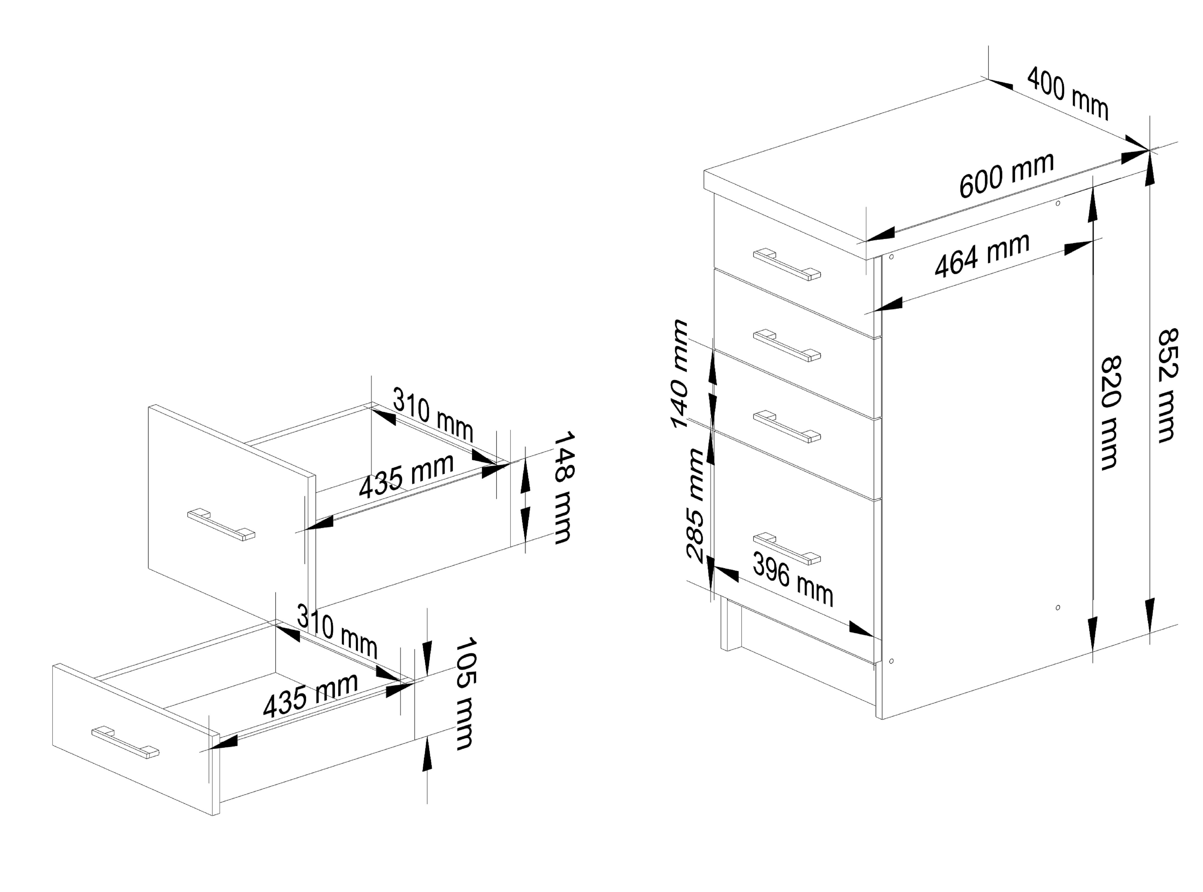 Spodní kuchyňská skříňka s deskou OLIWIA S40 SZ4 bílá / beton