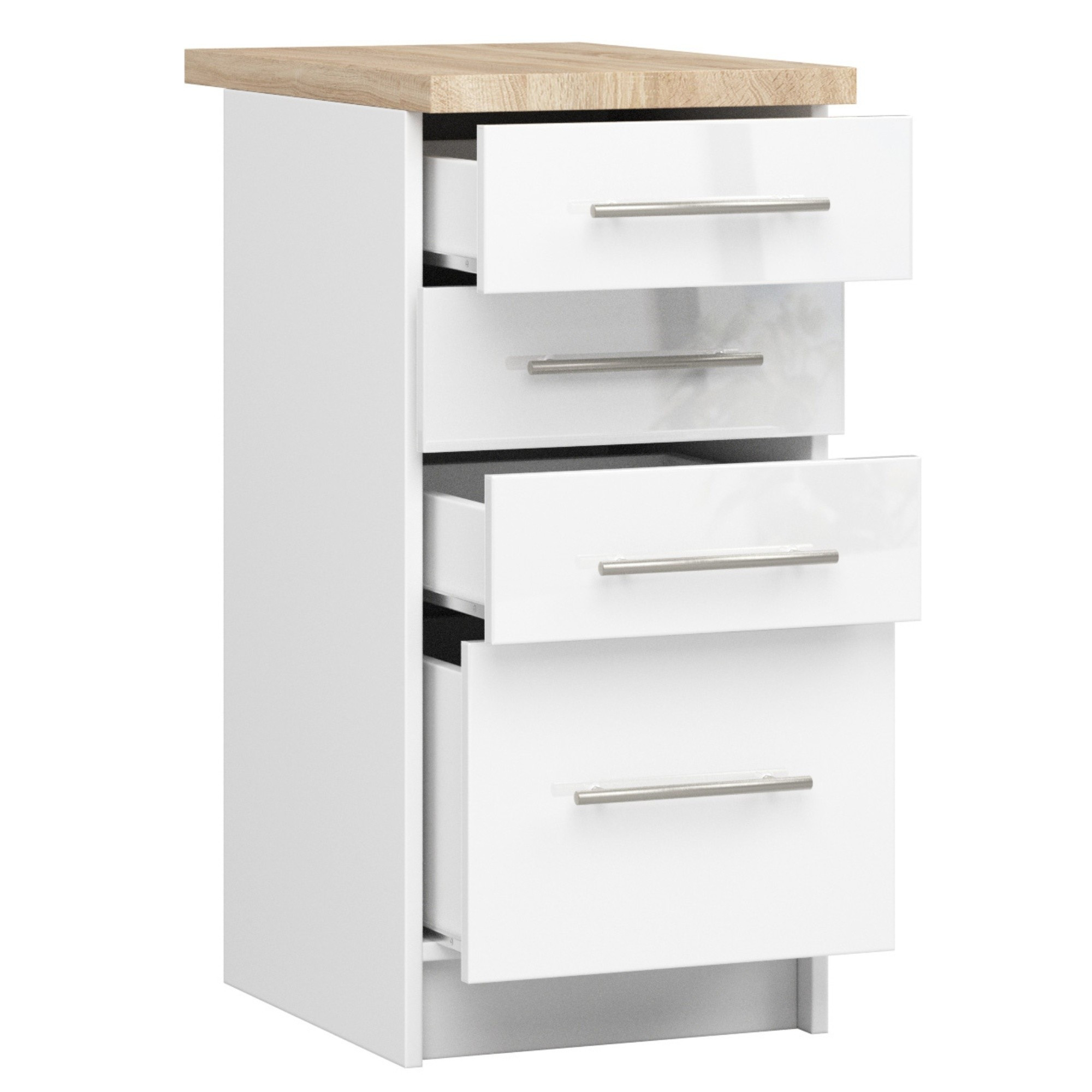 Spodní kuchyňská skříňka s deskou OLIWIA S40 SZ4 bílá, lesk
