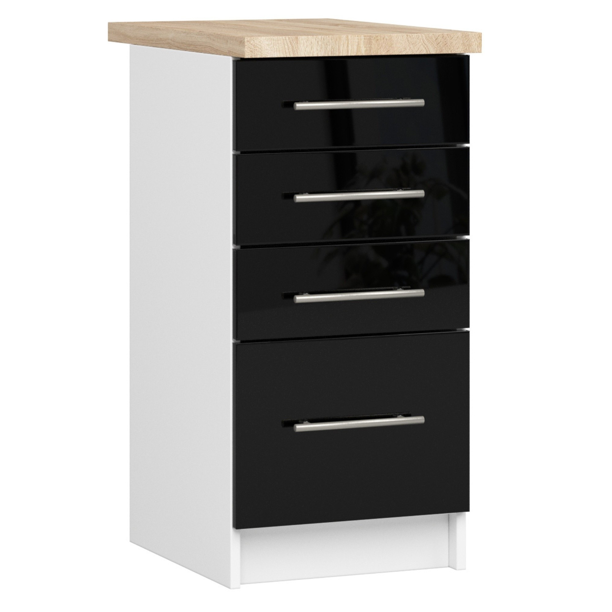 Spodní kuchyňská skříňka s deskou OLIWIA S40 SZ4 bílá / černá, lesk