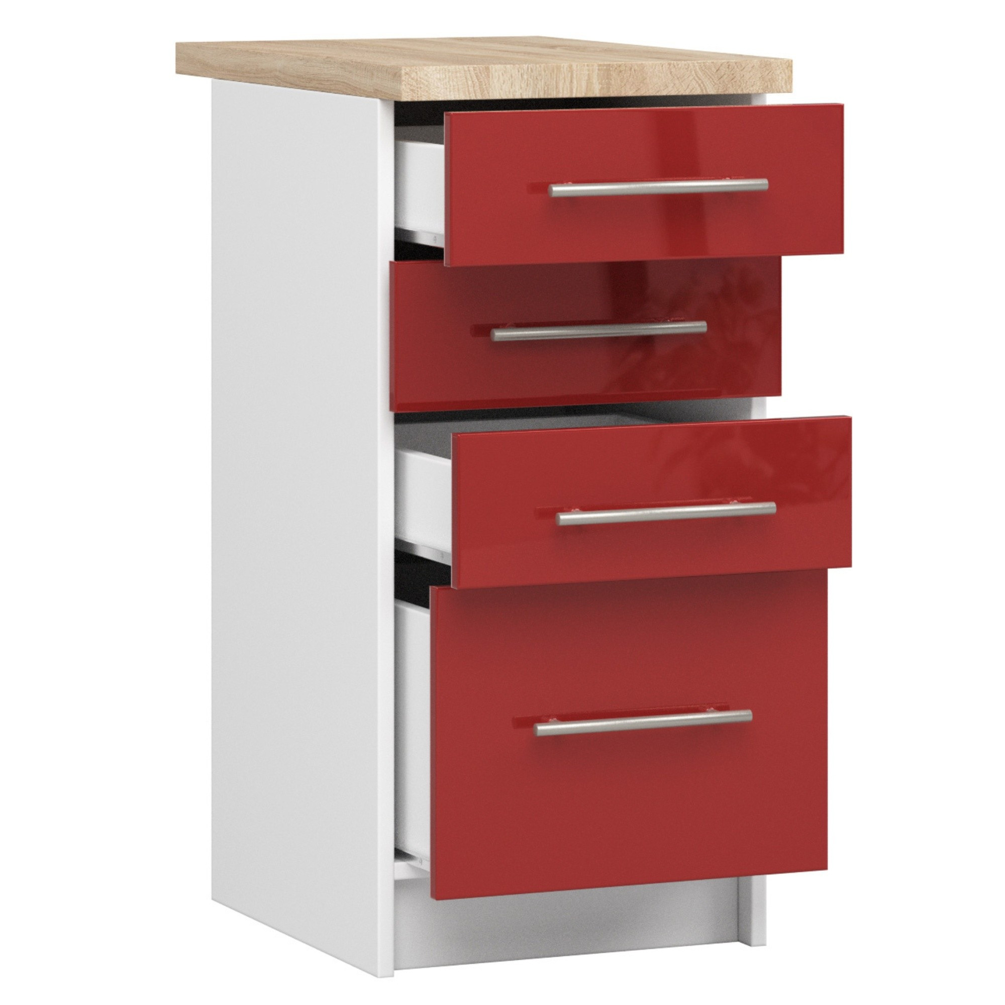 Spodní kuchyňská skříňka s deskou OLIWIA S40 SZ4 bílá / červená, lesk